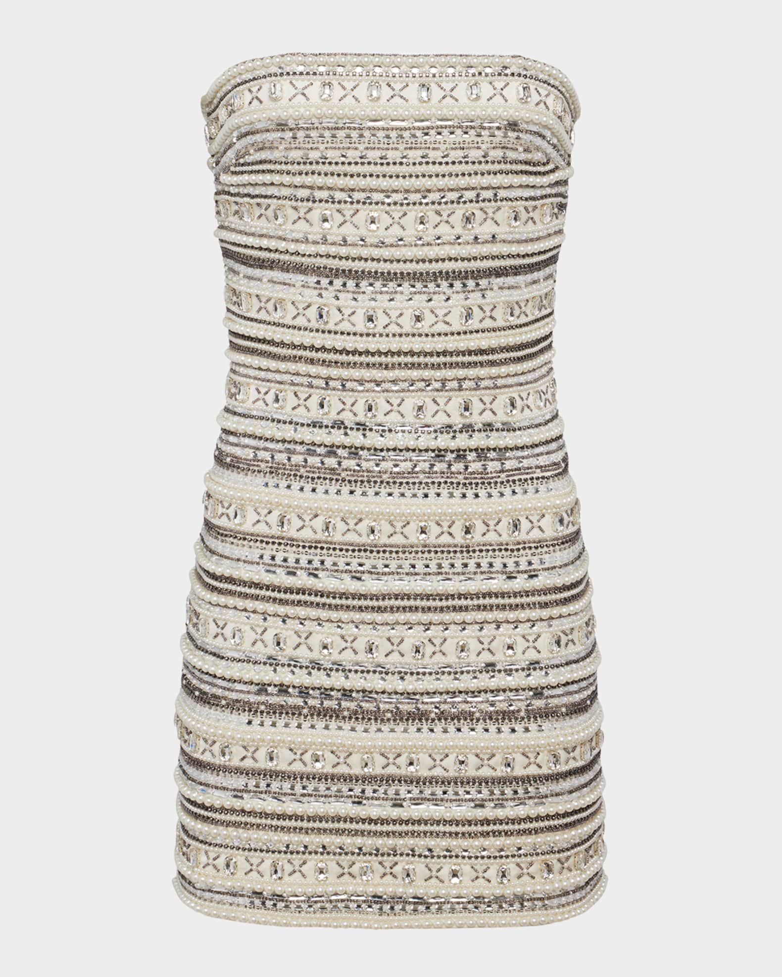 L agence Diamond Strapless Embellished Mini Dress Crystal Bead Mix