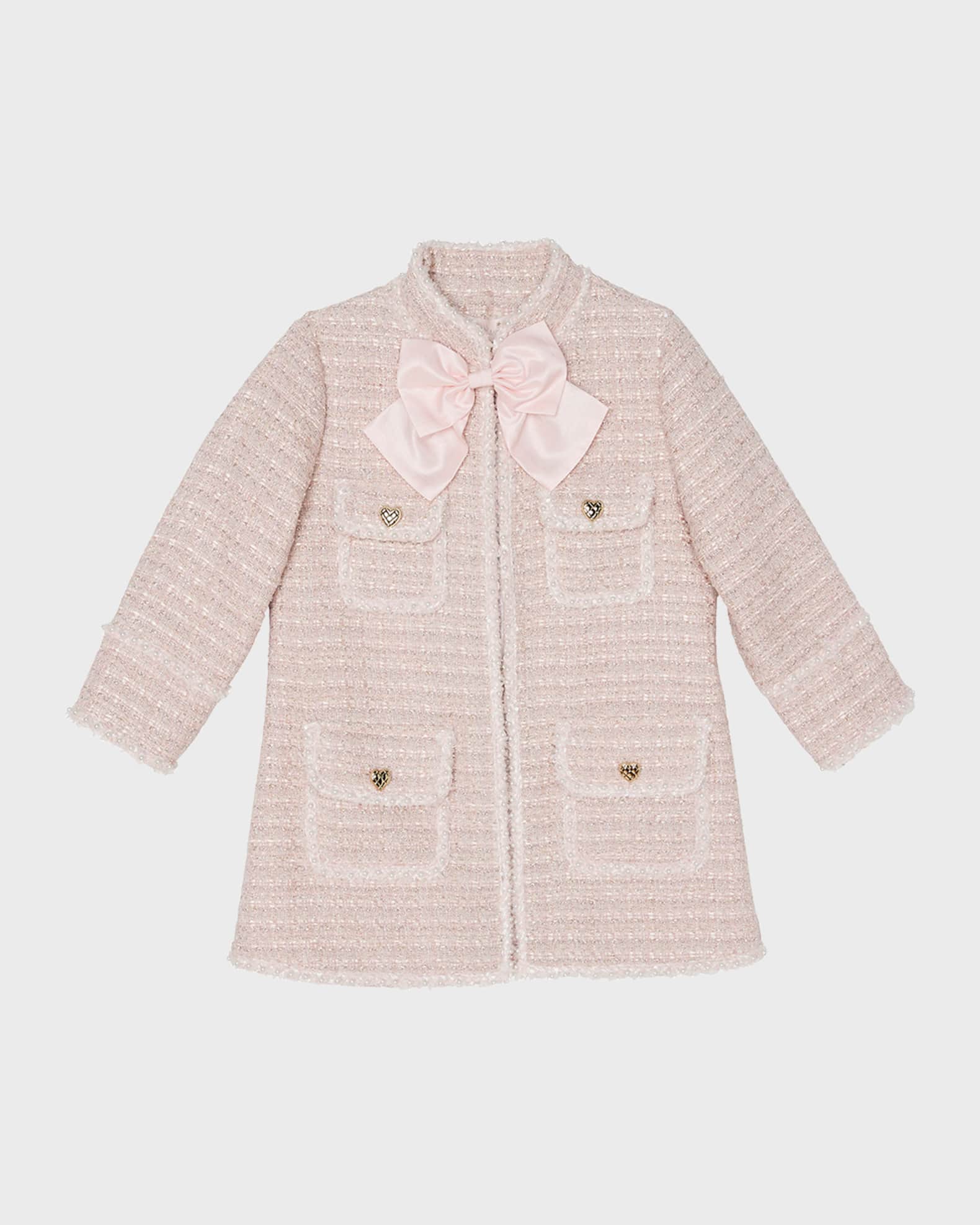 Girl's Aubazine Tweed Embellished Coat 0