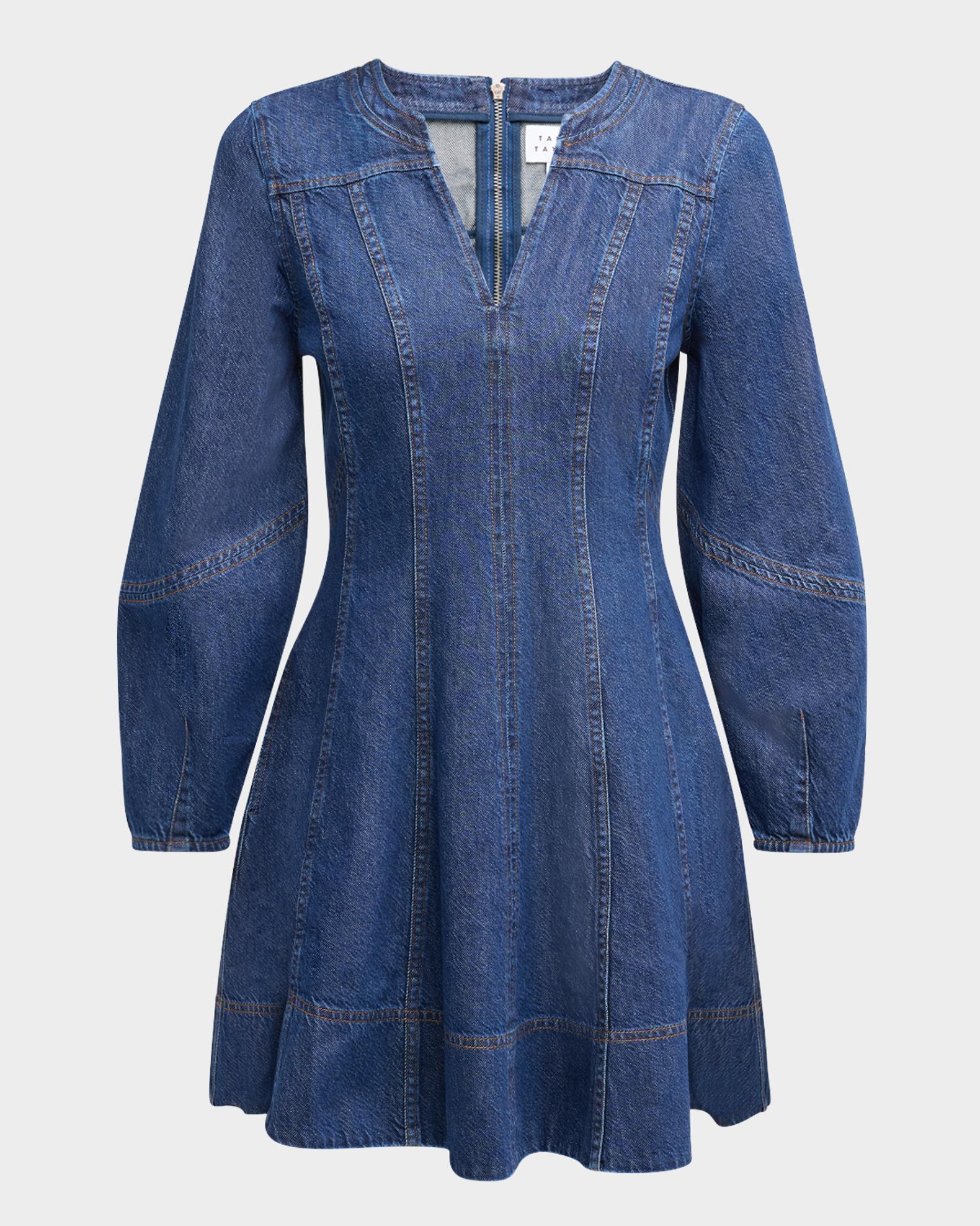 thumbnail image 2 of Frye Women's Sleeveless Stretch Denim V-Neck Mini Dress - Casual Button-Front - Modern Style 2 of 6