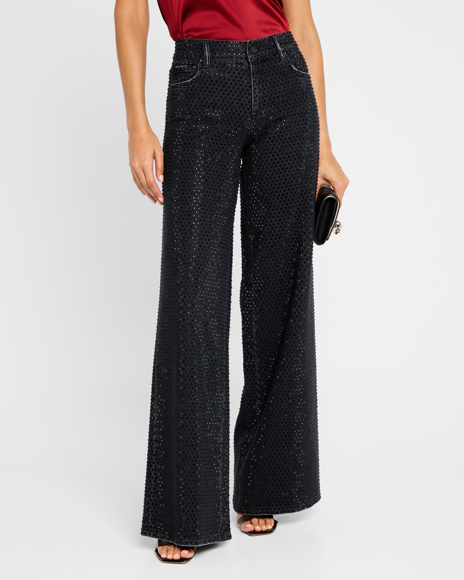 【Alice+Olivia】アリスアンドオリビア TRISH ジーンズパンツ Alice + Olivia Trish Low-Rise Embellished Baggy Jeans