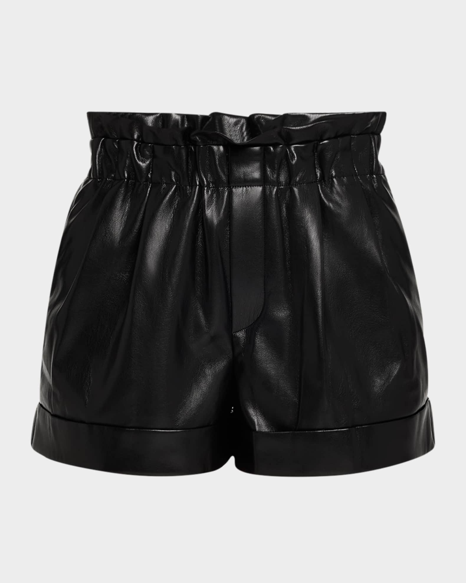 Reagan Vegan Leather Paperbag Shorts 0