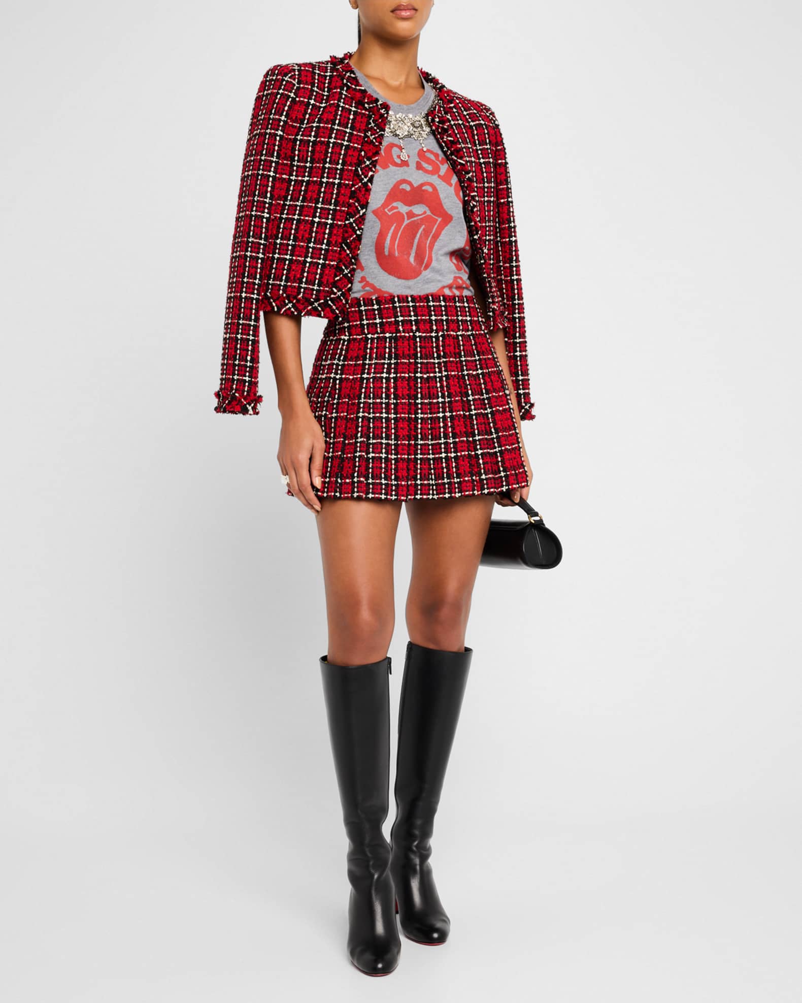 Alice and olivia plaid pleated skirt cheap