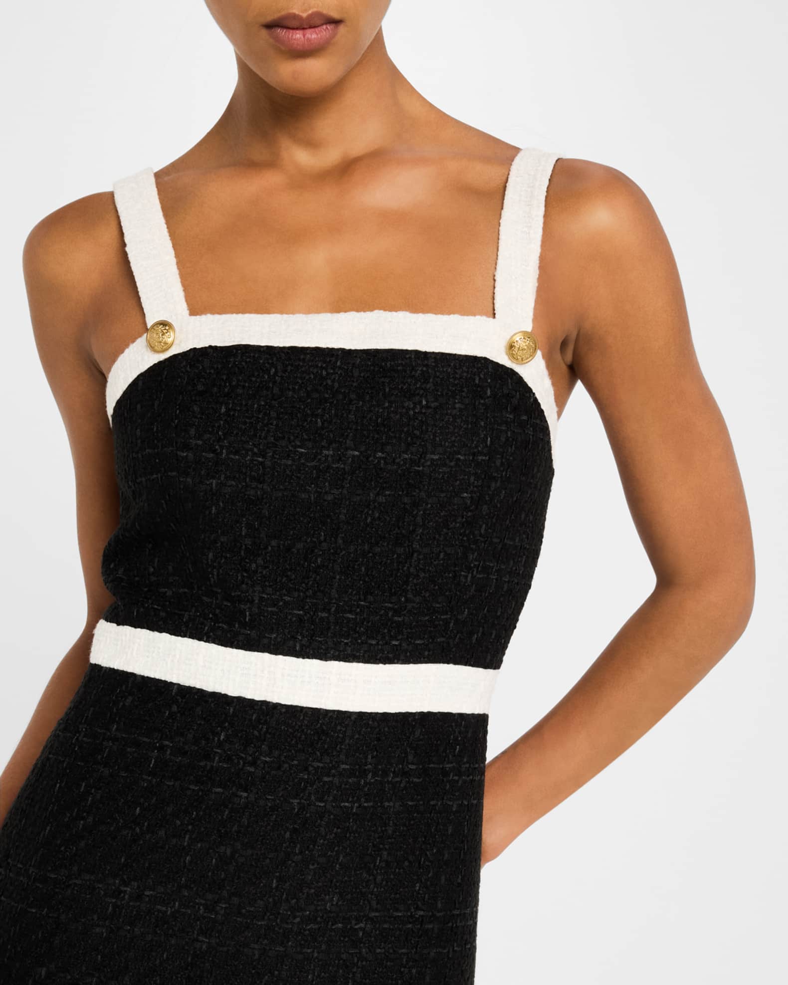 Camilla Square Neck Tweed Mini Dress