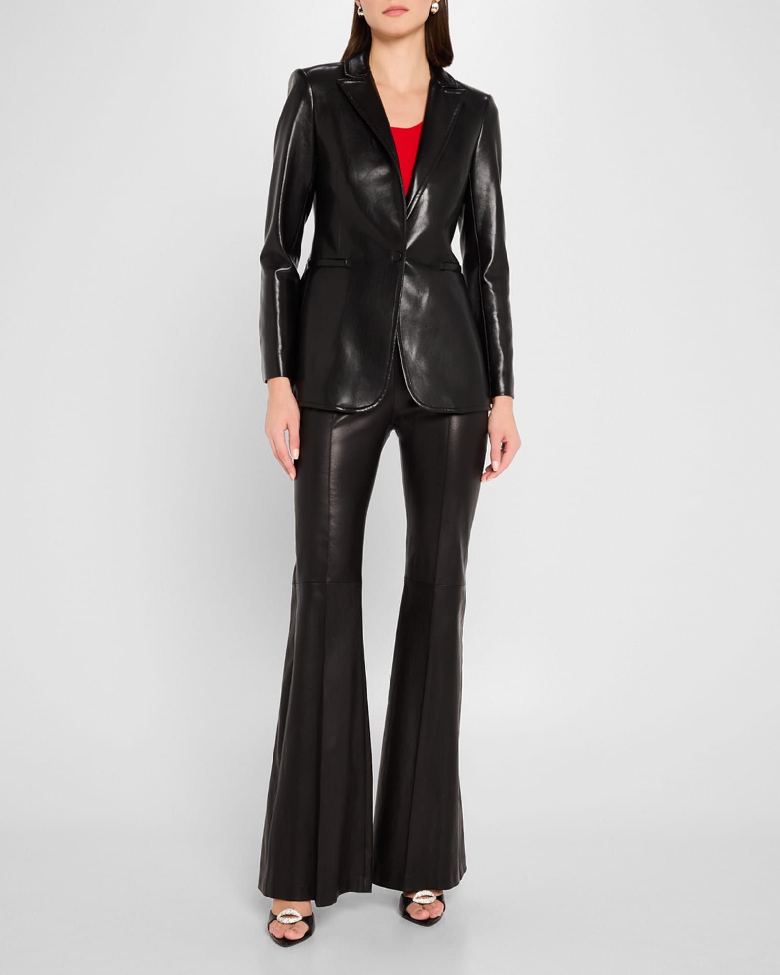 Leather fitted blazer new arrivals