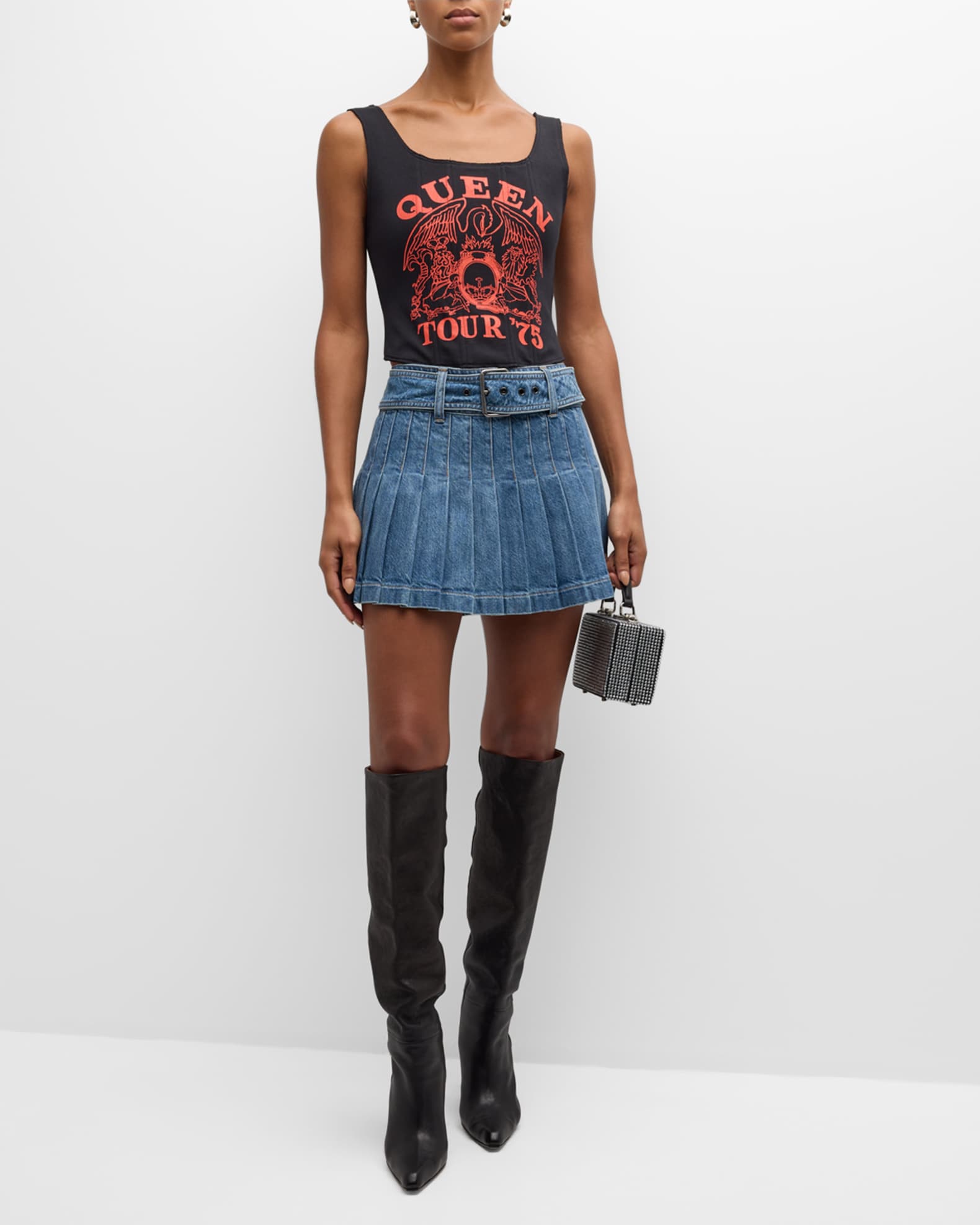 Alice and olivia plaid pleated skirt shop