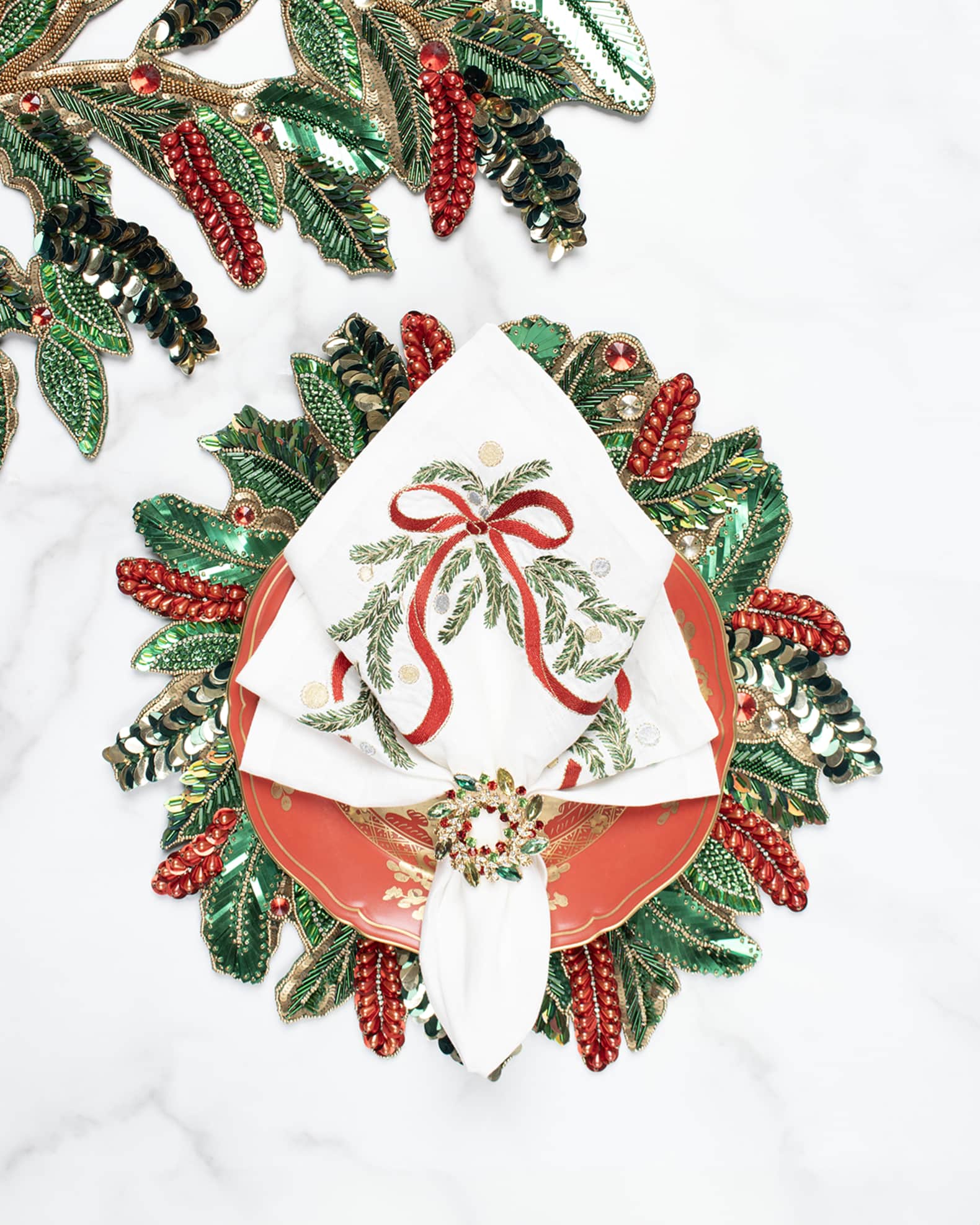 Holly and Sprig Beaded Placemat 1