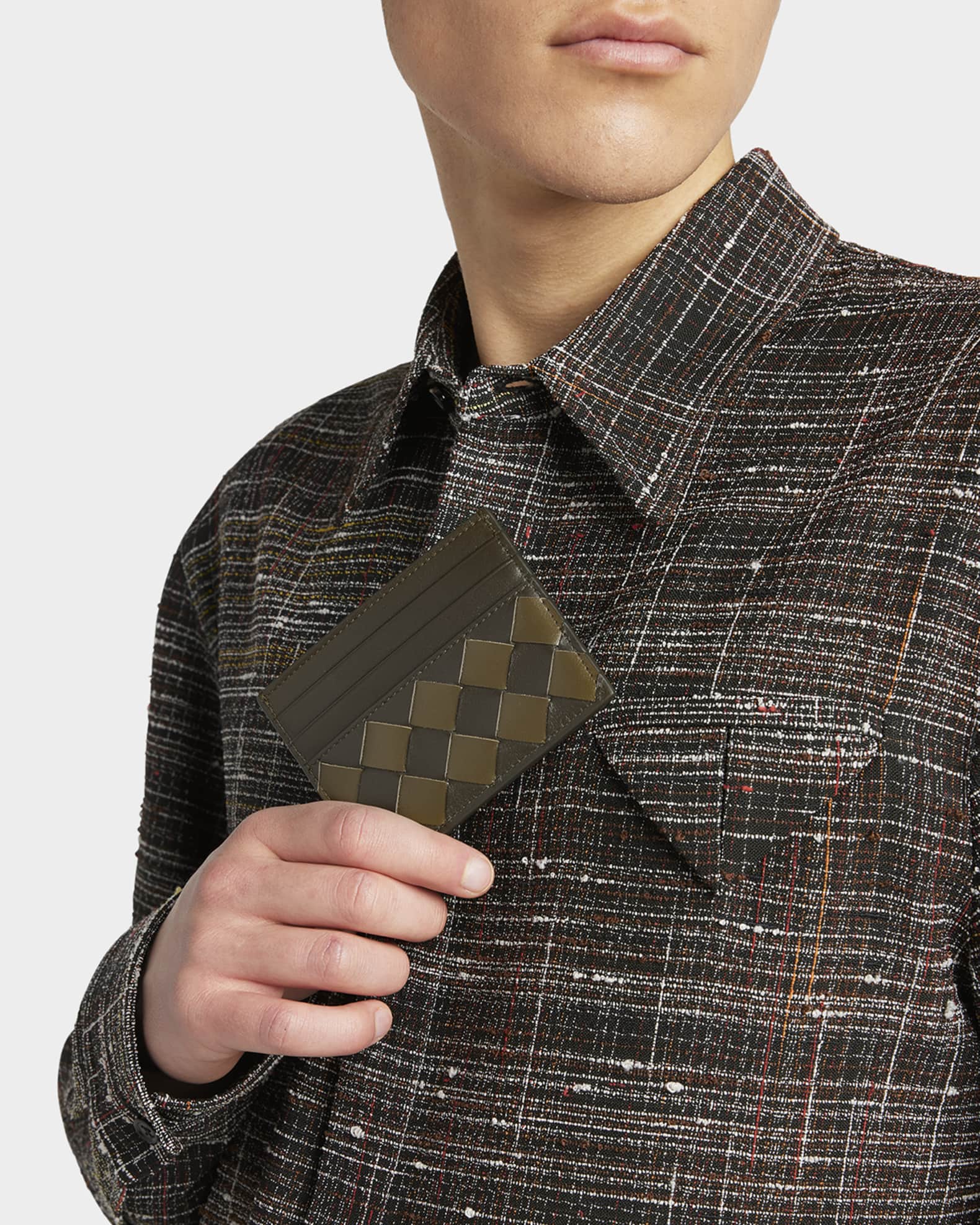 Men's Intrecciato 15 Avenue Check Card Case  1