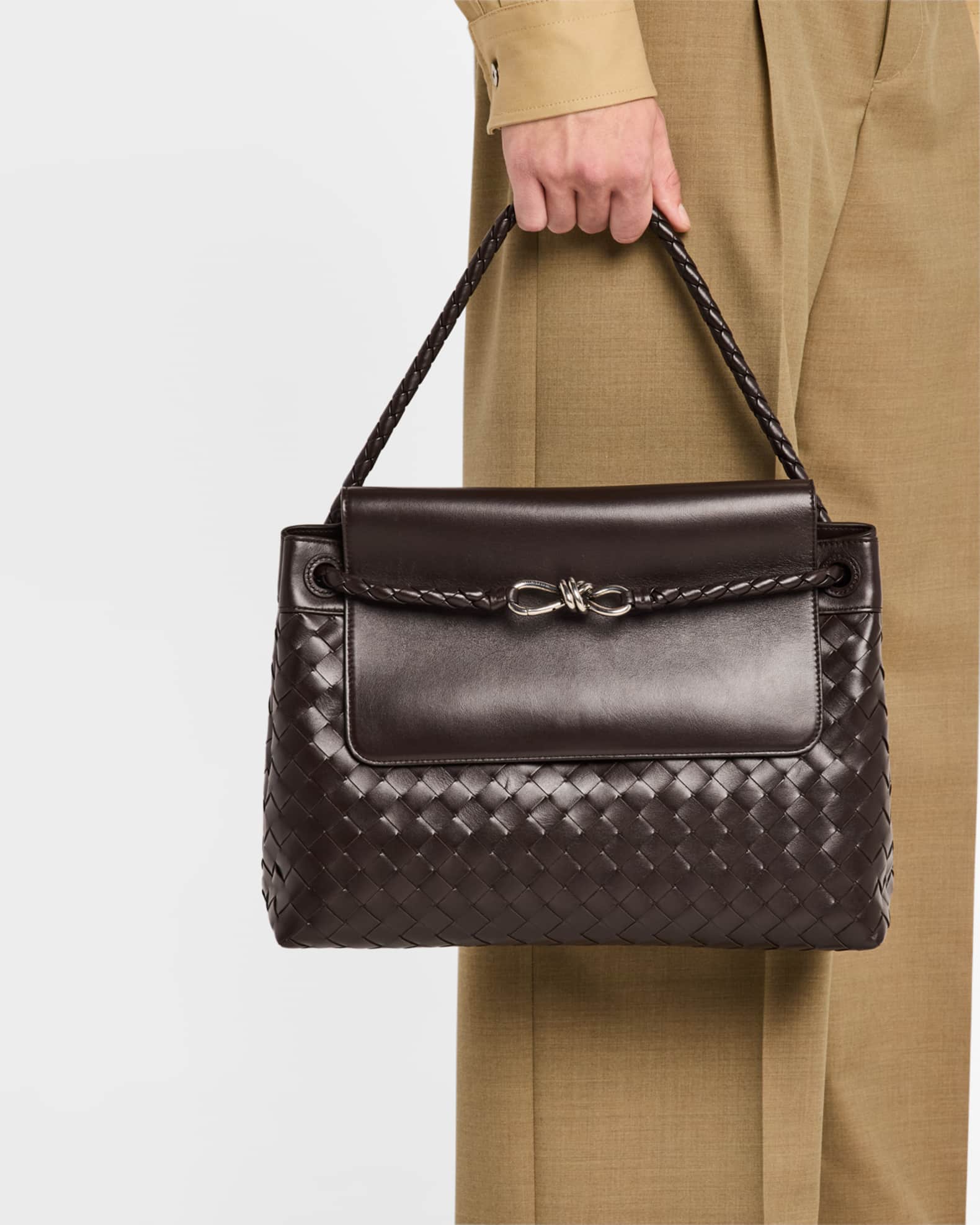Men's Andiamo Medium Intrecciato Leather Messenger Bag 1