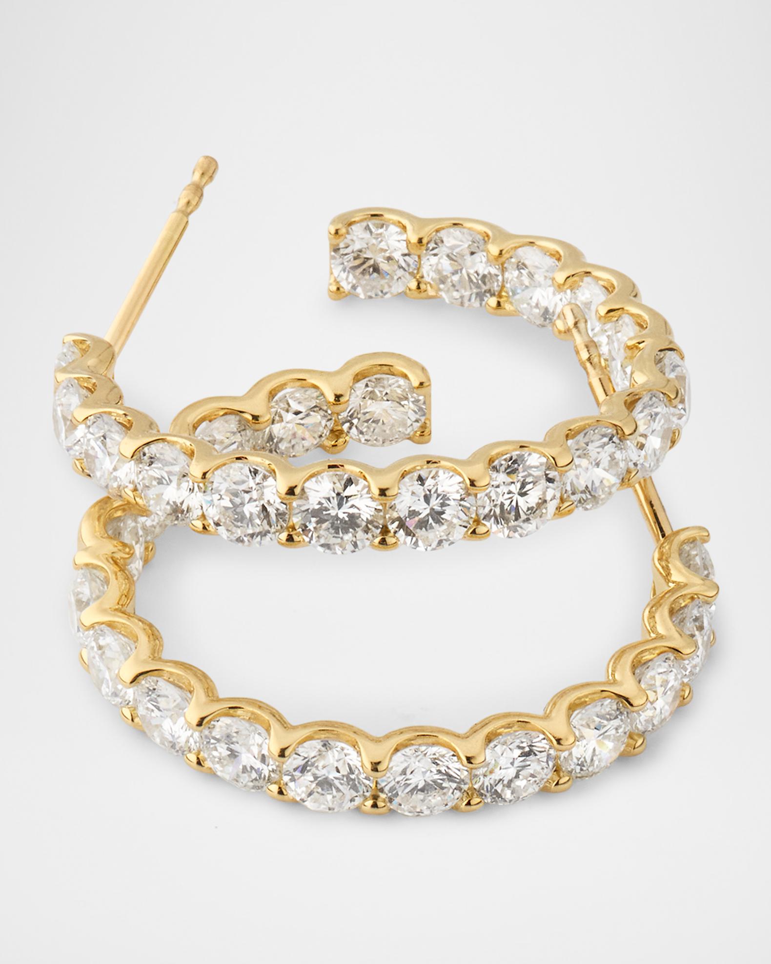 Neiman Marcus Diamonds 18K Yellow Gold Inside Out Diamond Hoop Earrings ...