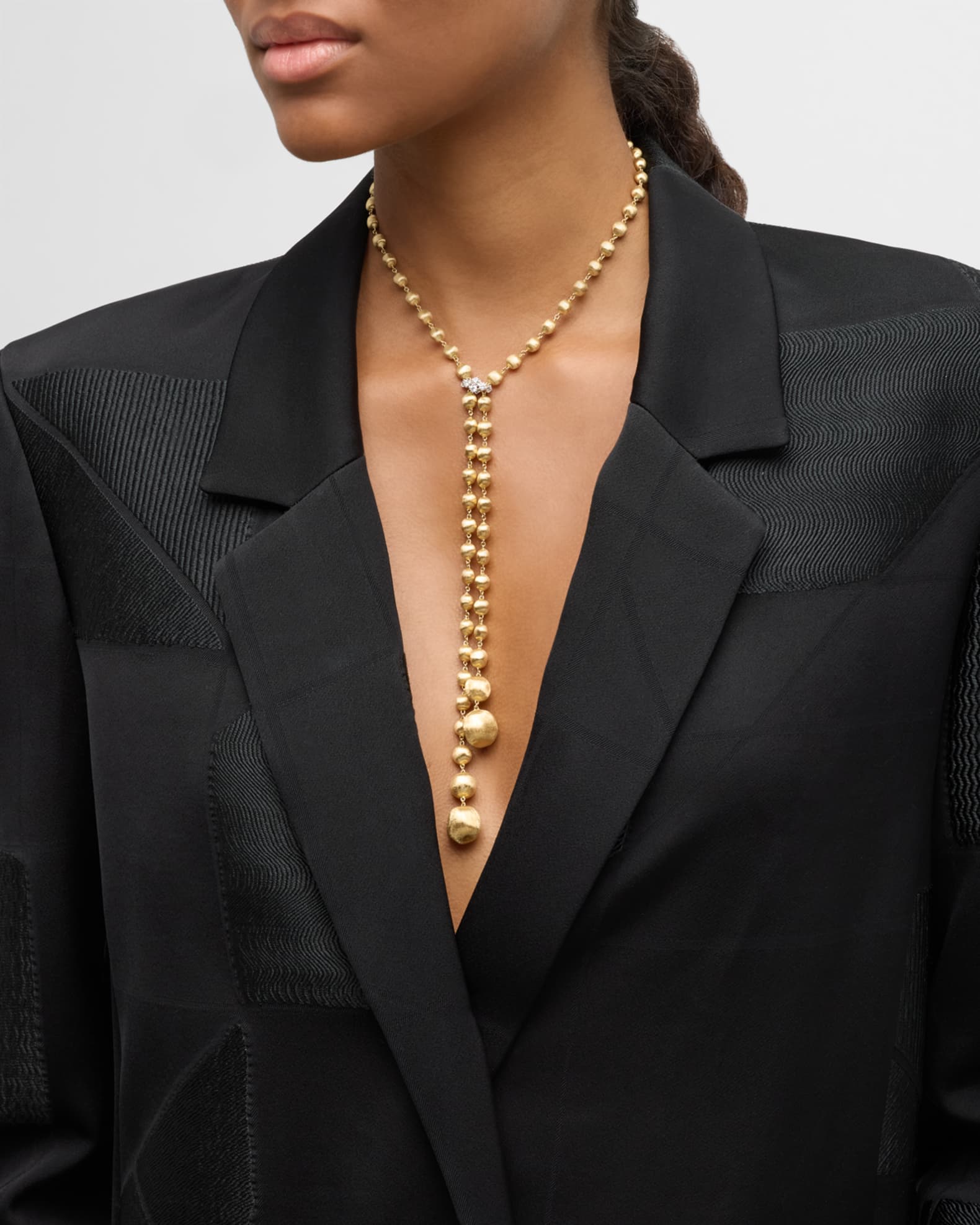 18K Yellow Gold Lariat Necklace with Diamonds 1