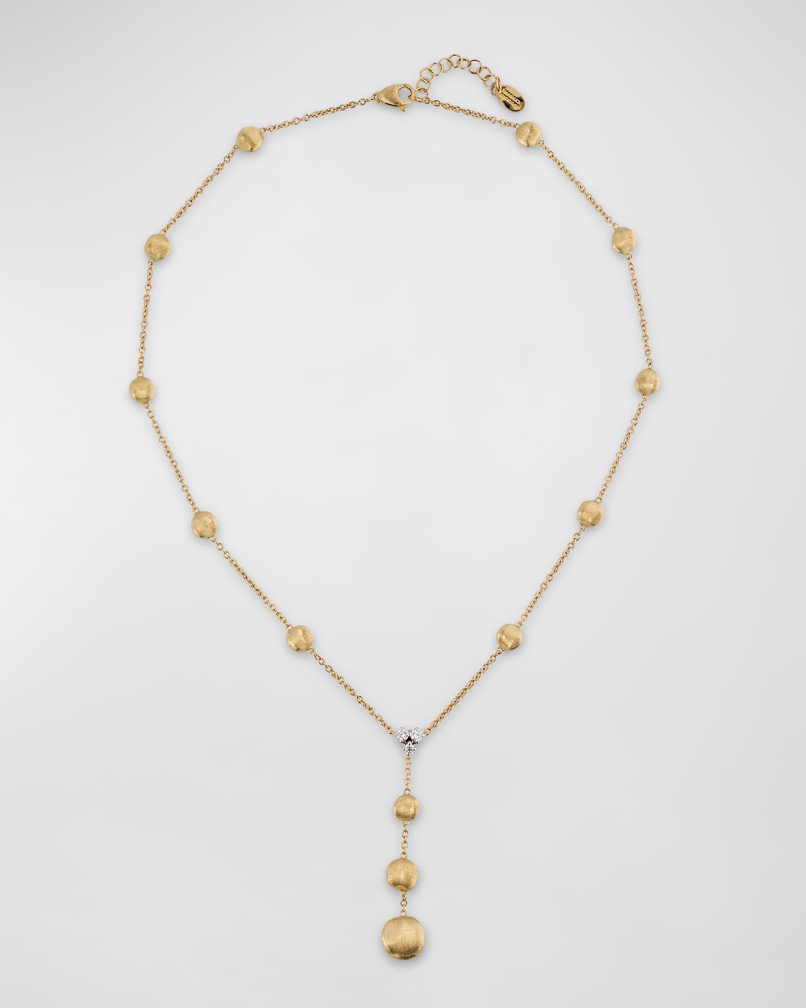 18K Yellow Gold Y Drop Necklace with 3 Diamonds 0