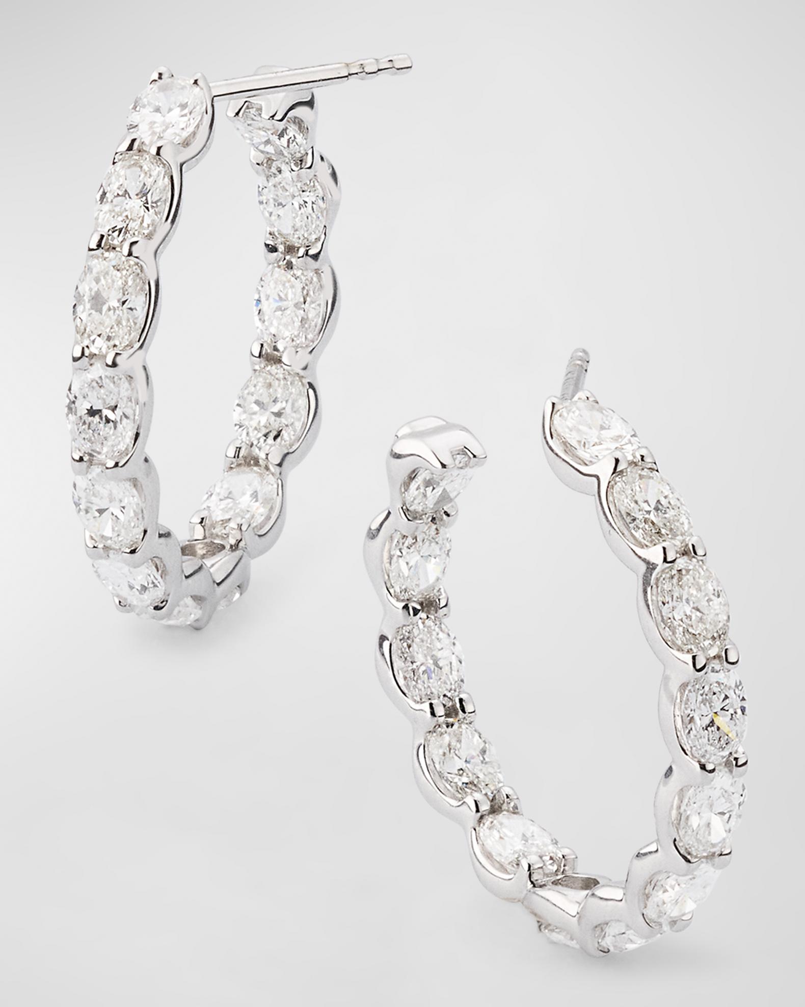 Neiman Marcus Diamonds 18K White Gold Inside Out Oval  NEW 18K White Gold Diamond Oval Hoop Earrings main image 0