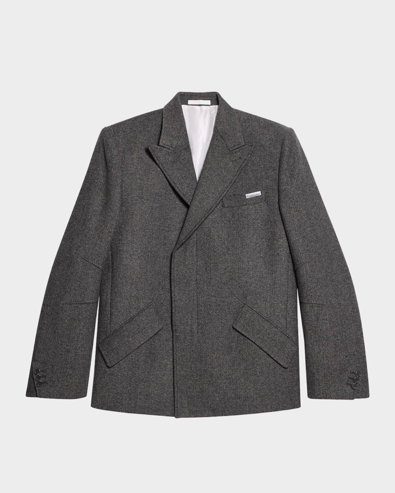 Men’s Melange Wool Asymmetric Blazer 0
