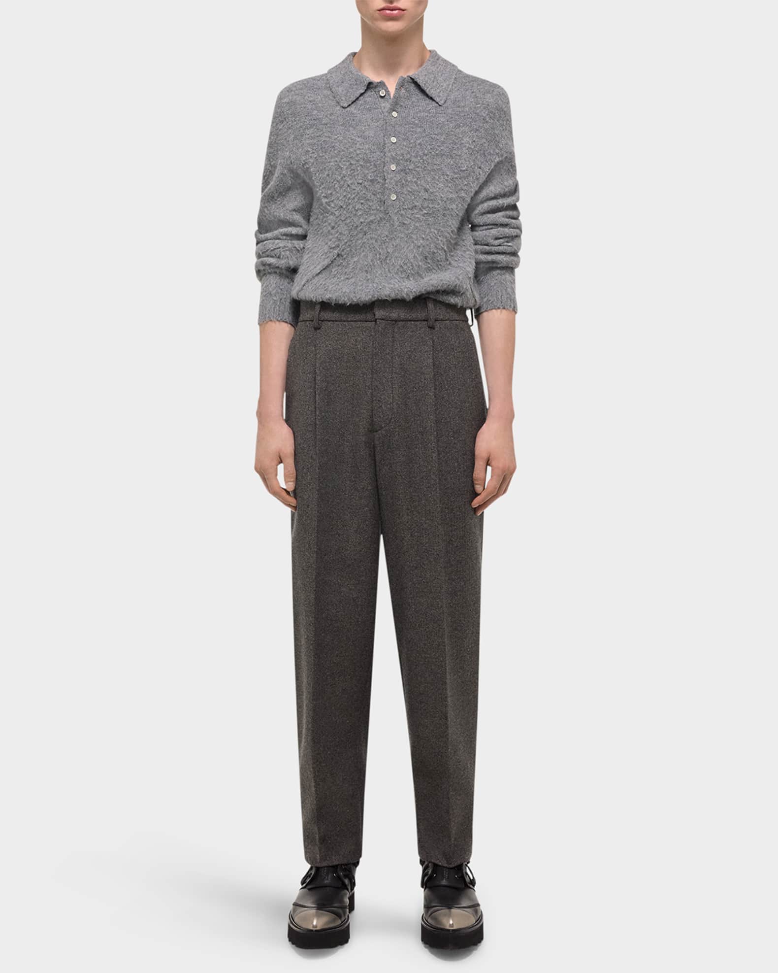 Men’s Melange Wool Pleated Pants 1