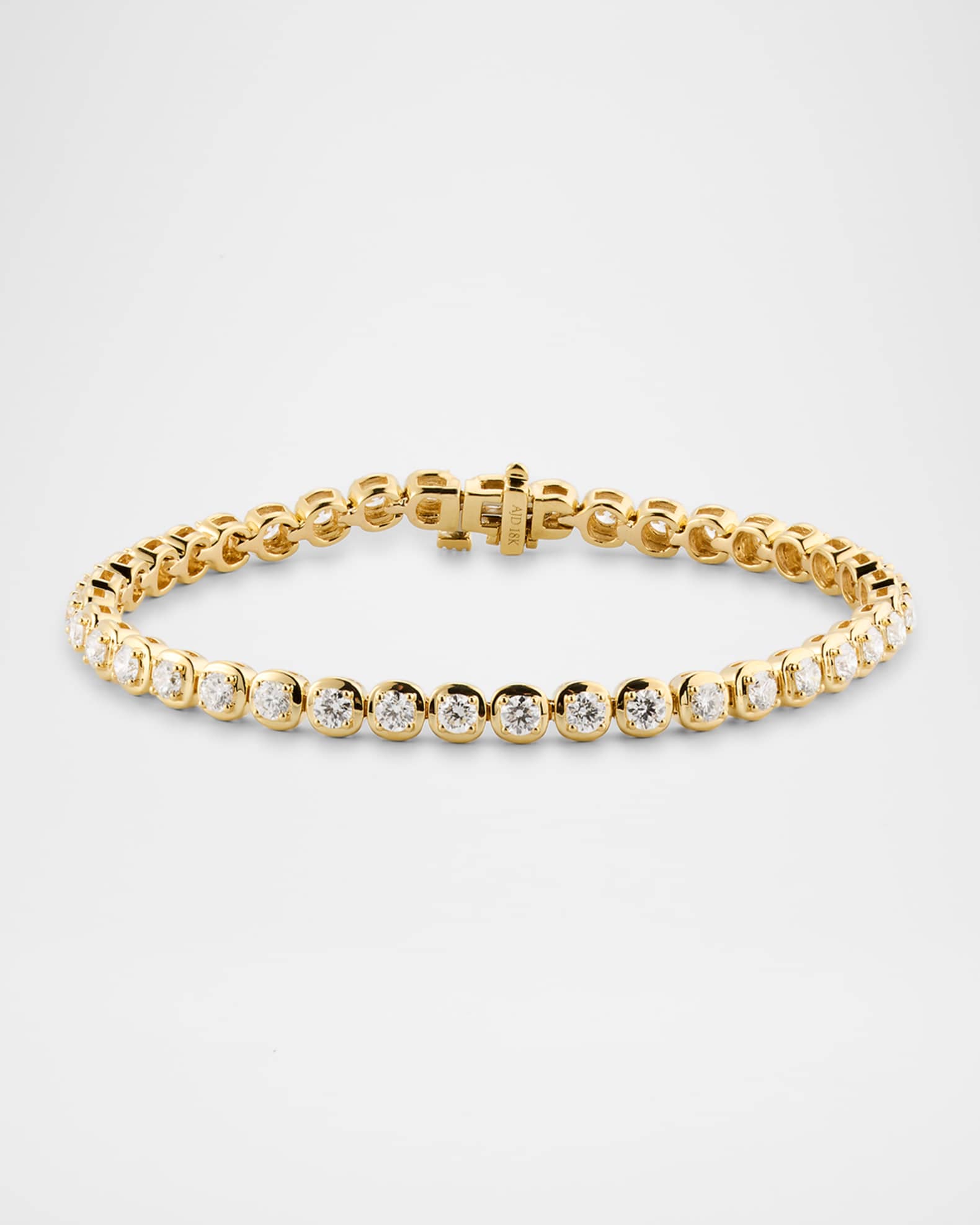 18K Yellow Gold Round Diamond Tennis Bracelet, 3.70tcw, 7"L 0