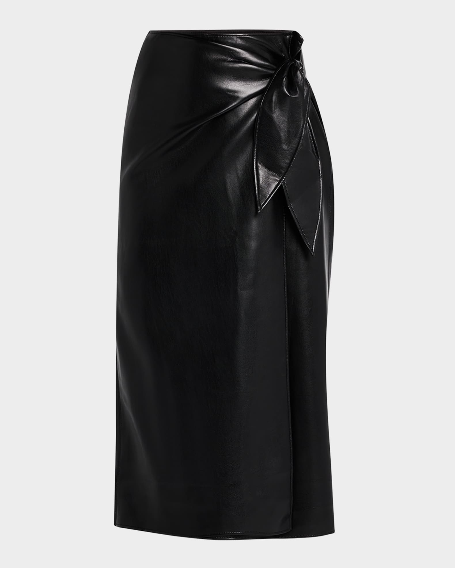 Paige Ogden Faux Leather Midi Skirt Black 0