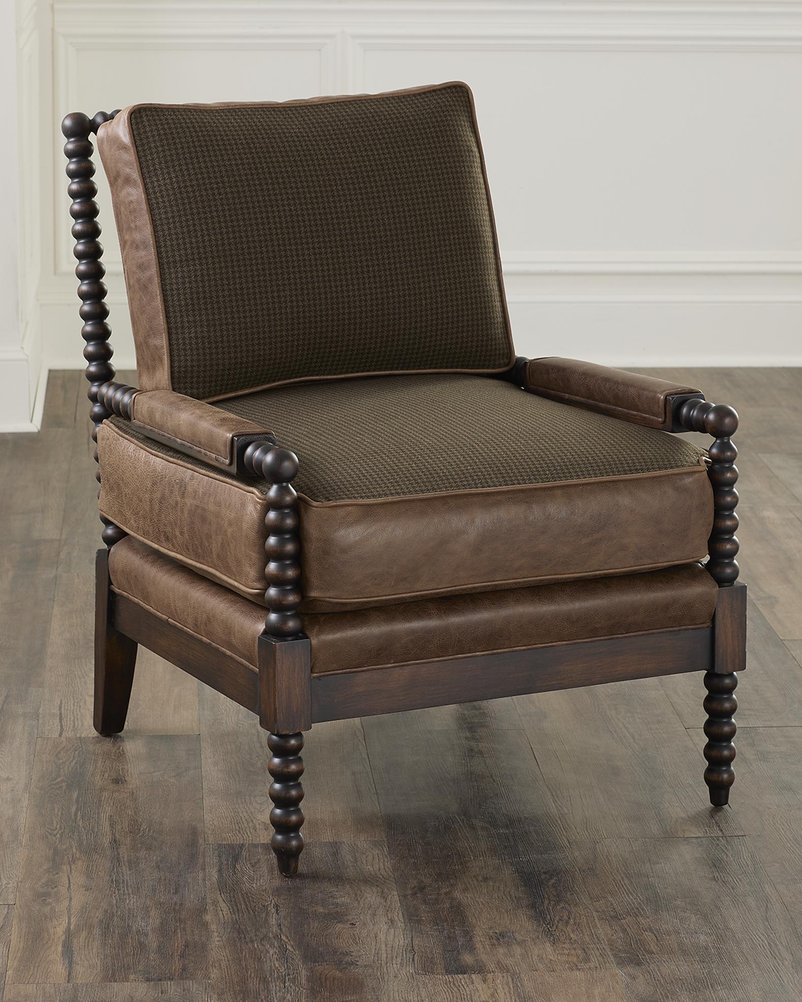 Old Hickory Tannery Drew Reversible Leather Spindle Chair | Neiman Marcus