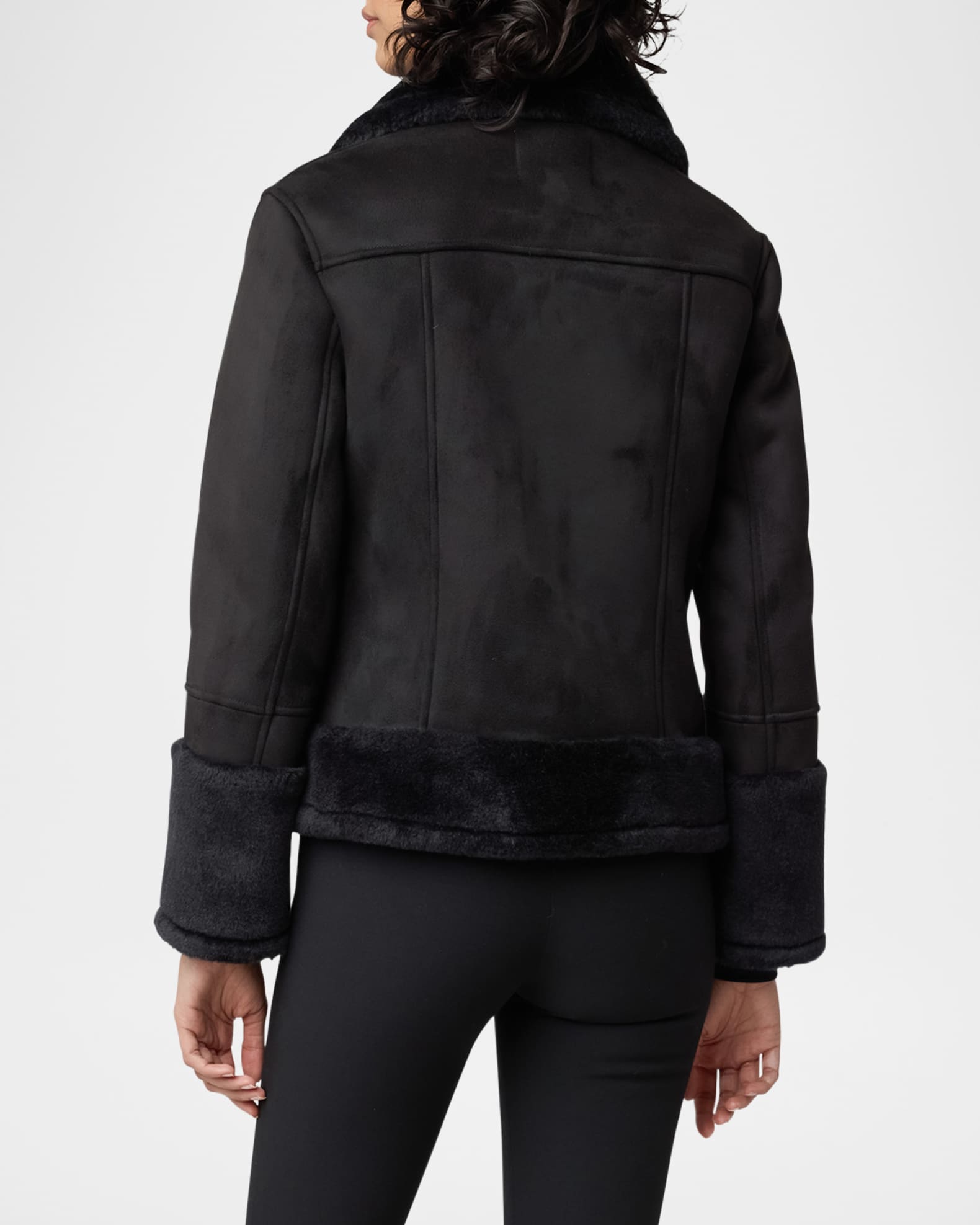 Soia Kyo Phoebe Faux Shearling Biker Jacket Black