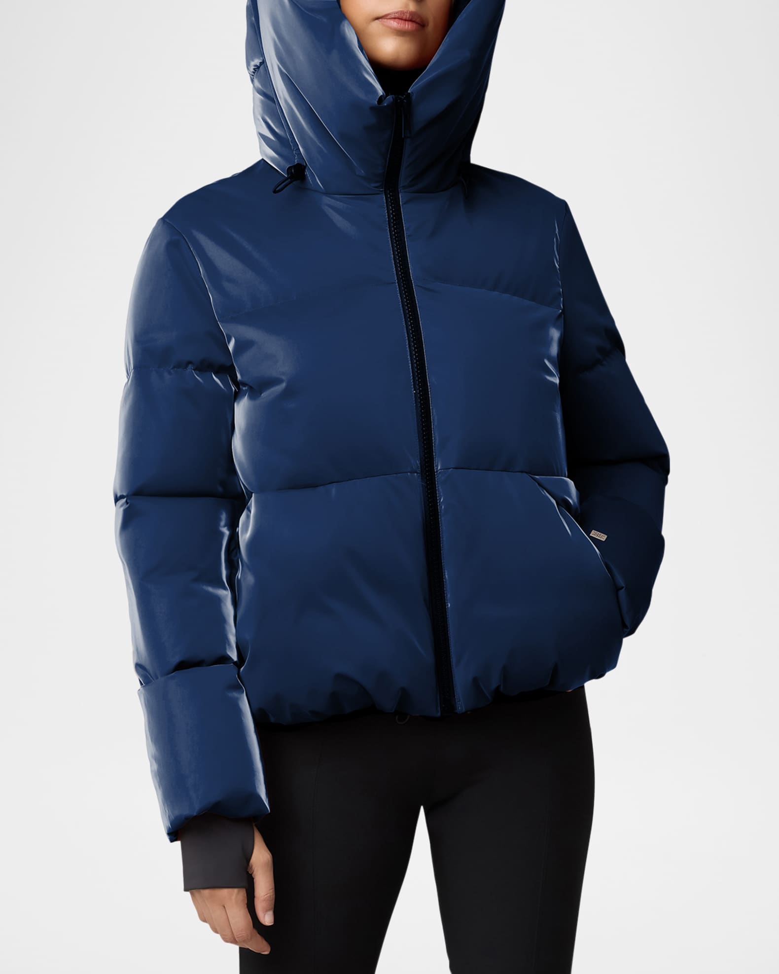 Soia Kyo Iroh Velvet Down Puffer Jacket with Hood Neiman Marcus