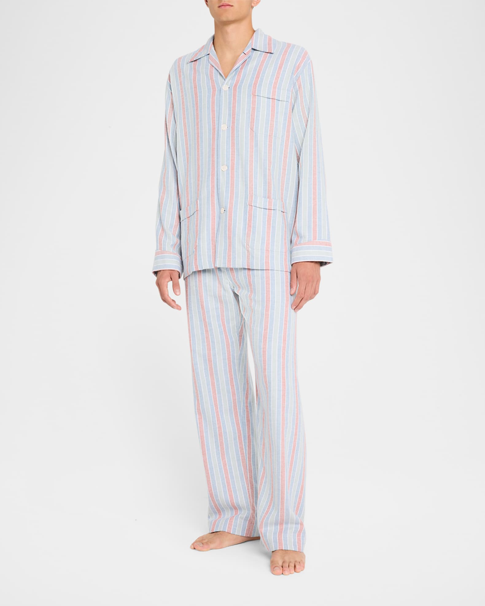 Men's Kelburn Cotton Stripe Long Pajama Set 1