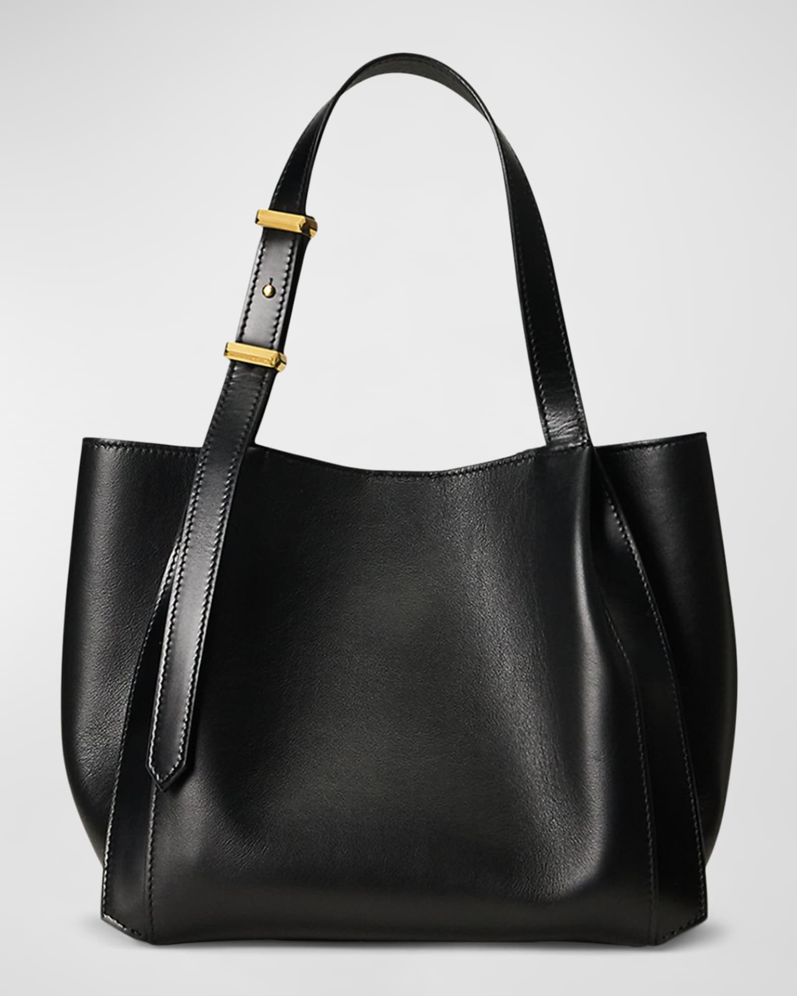 バッグ Lauren Ralph Lauren Black Leather Tote VTG Ralph Lauren LRL Black Luxury Leather Shopper Tote Bag