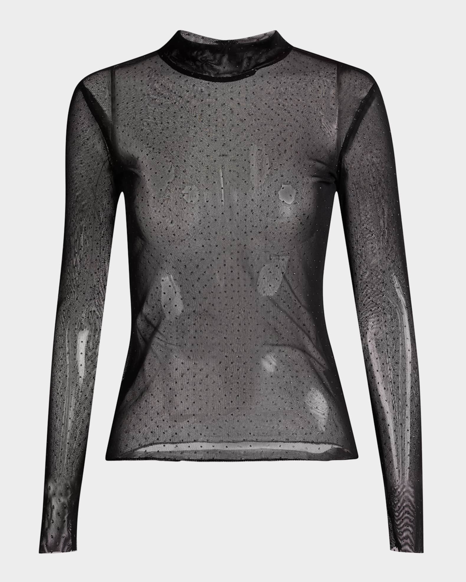 Ayla Metallic Dot Long-Sleeve Top 0