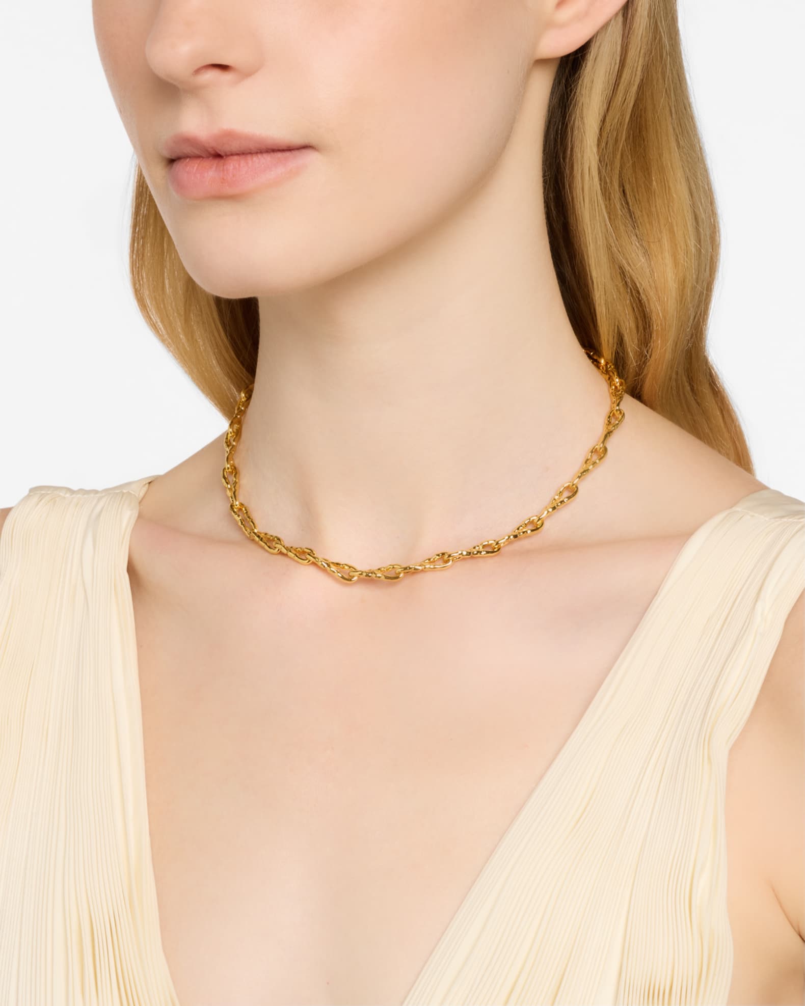 Brut Gold Twisted Link Necklace, 16"L 1