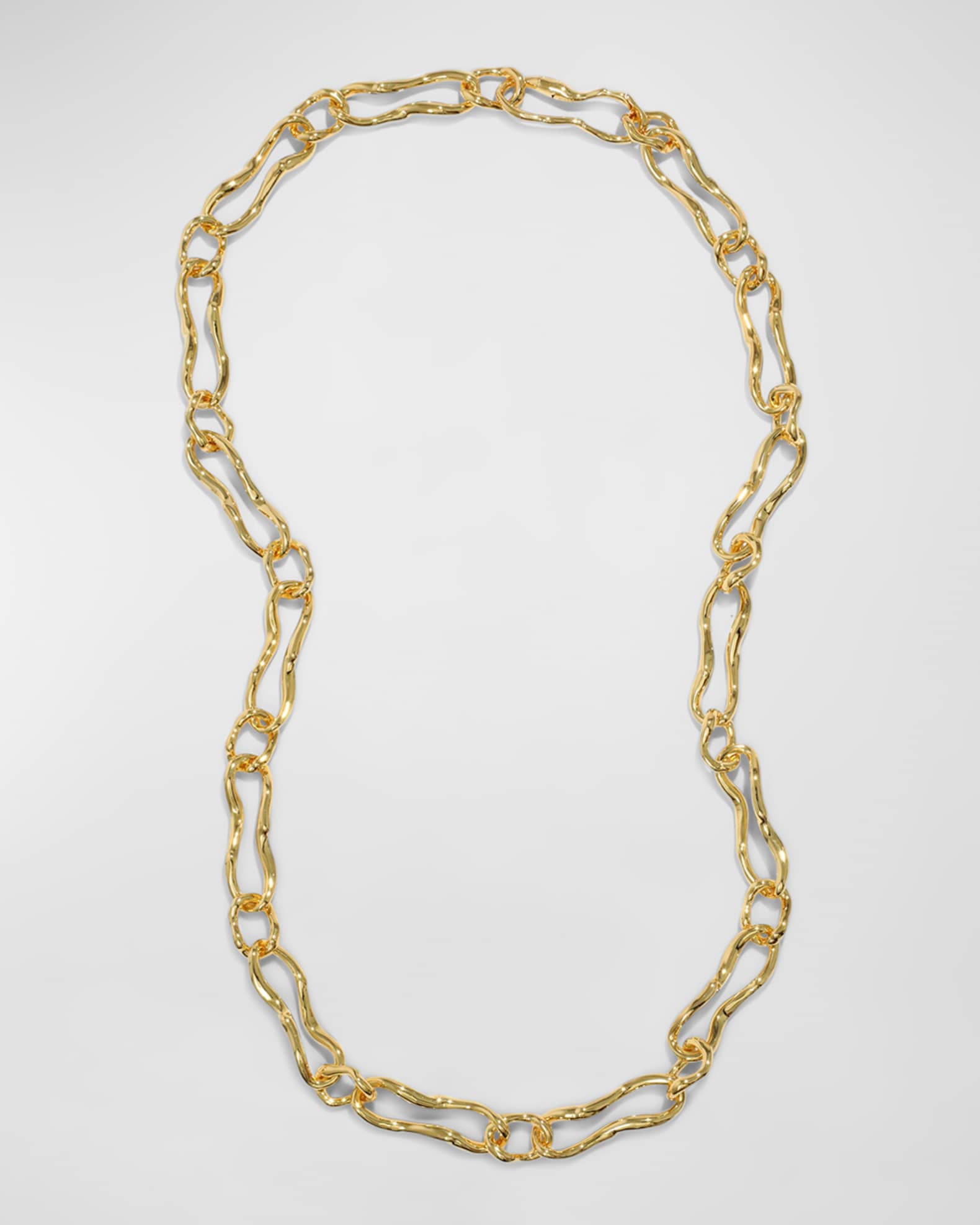Brut Gold Long Curved Link Necklace, 32"L 0
