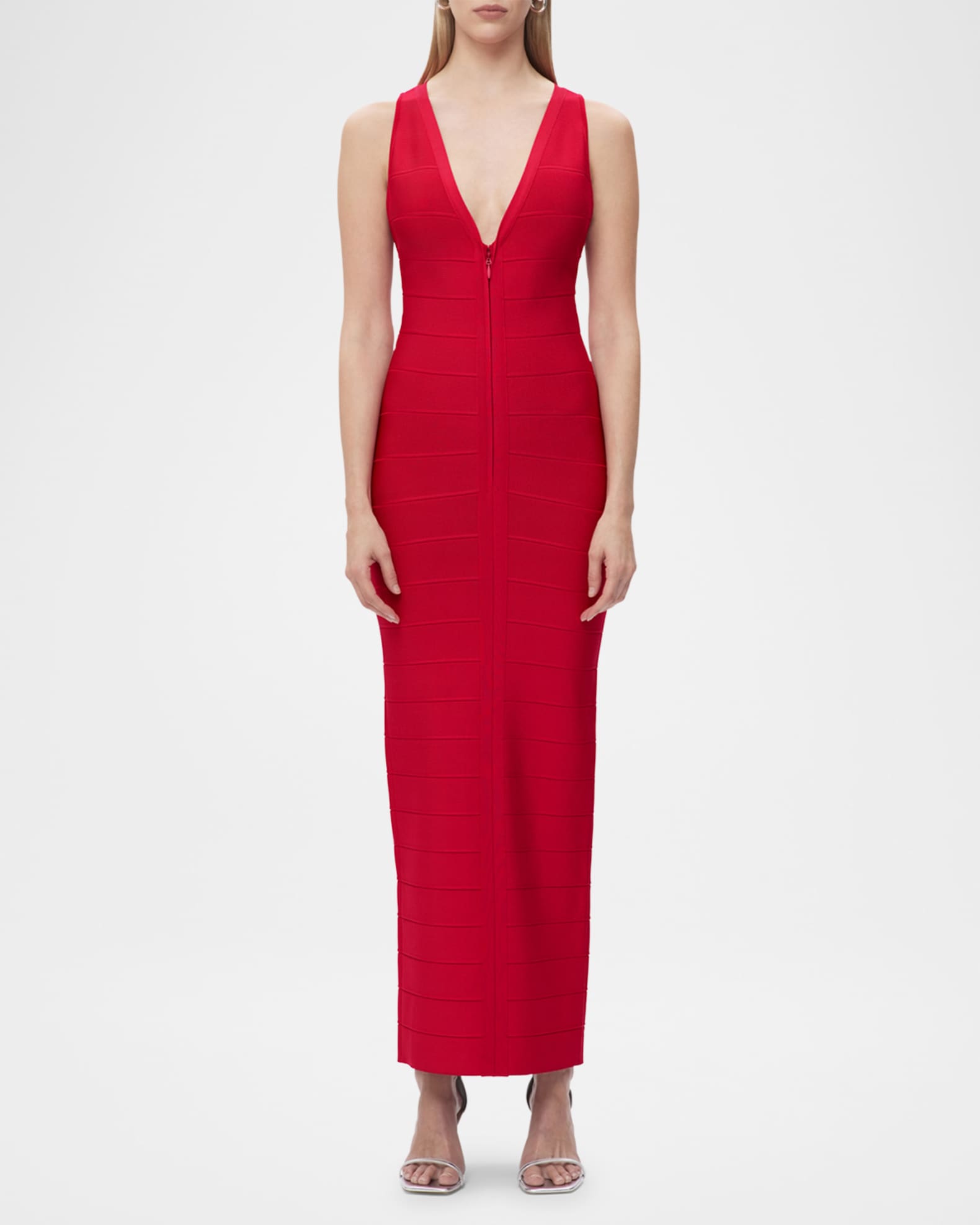 Sol V-Neck Racerback Zipper Bandage Gown 1
