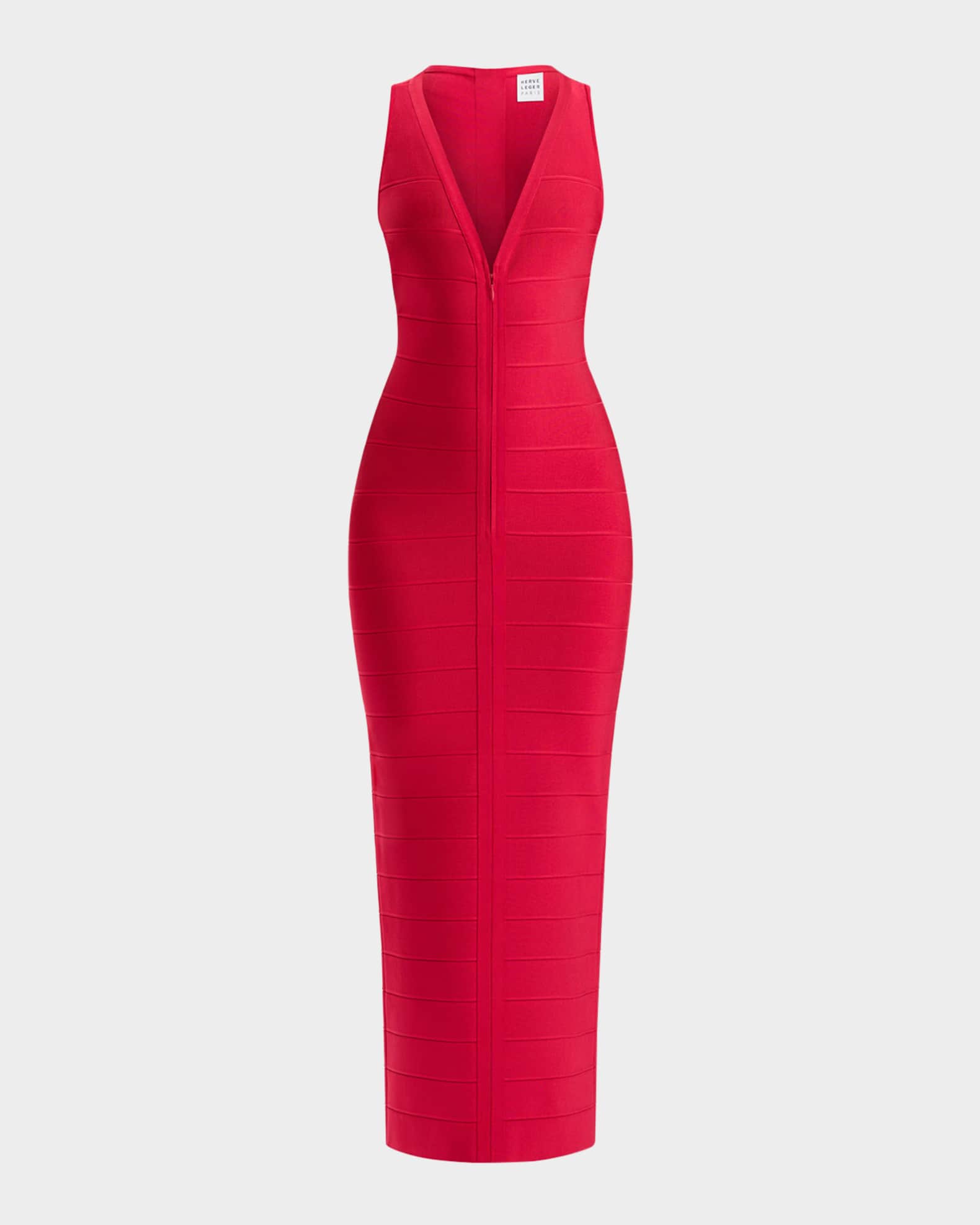 Sol V-Neck Racerback Zipper Bandage Gown 0
