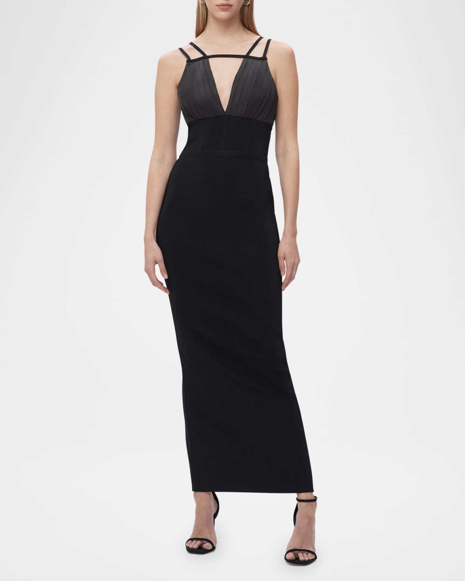 Jocelyn Pleated Strappy Bandage Gown 1