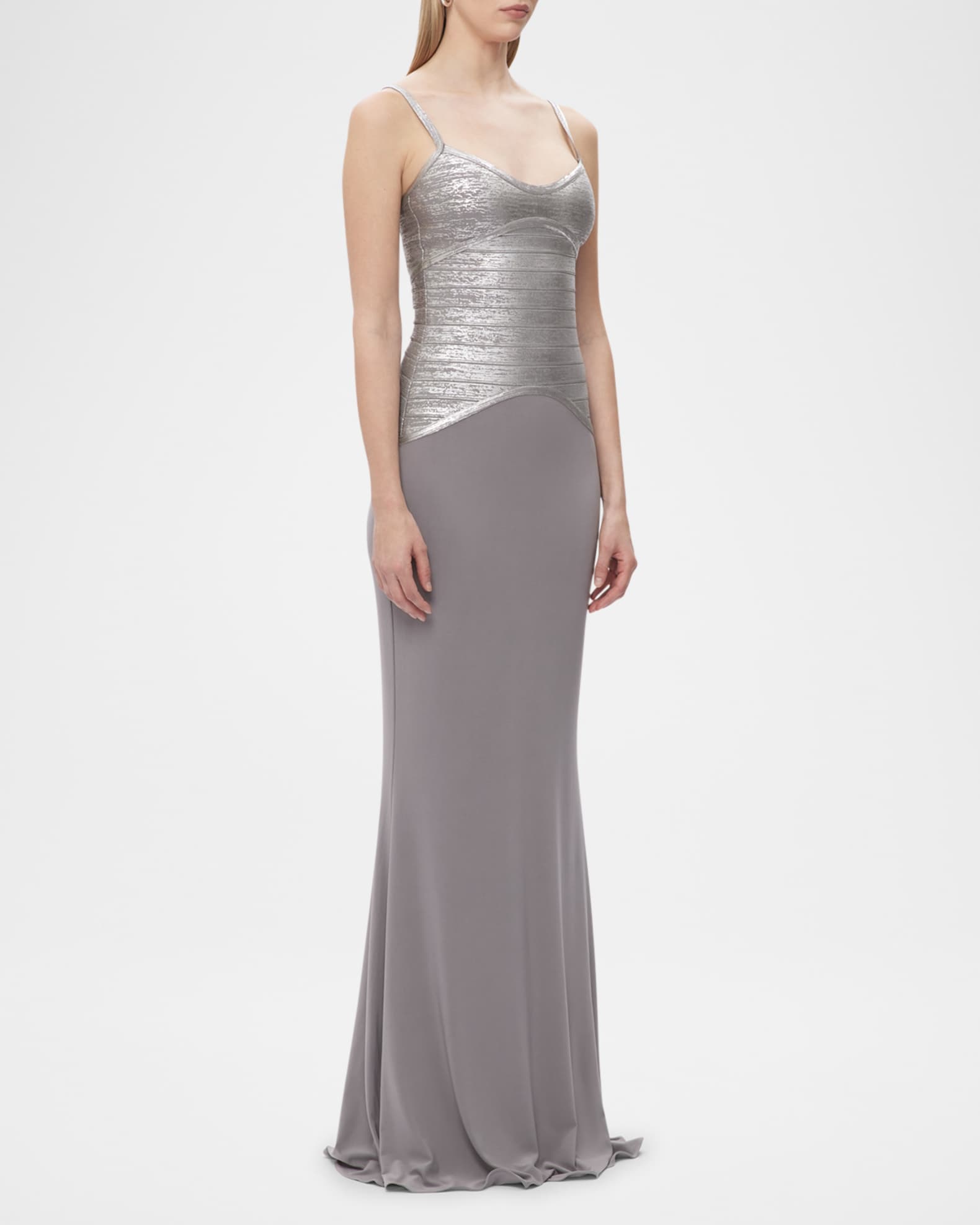 Violet Foil Bandage Trumpet Gown 1