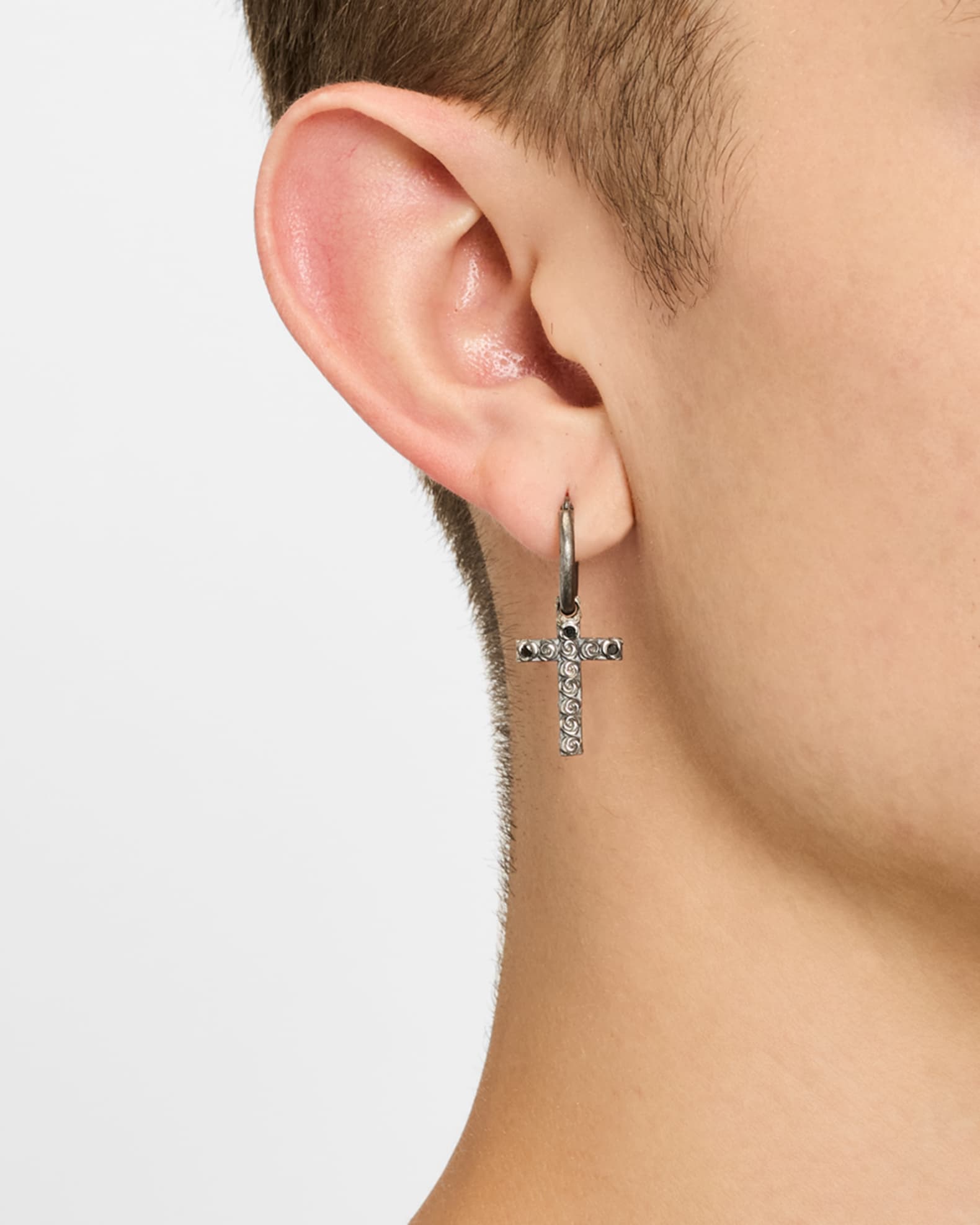 DIAMONDS'N'ROSES Oxidized Silver and Black Diamond Earrings 1