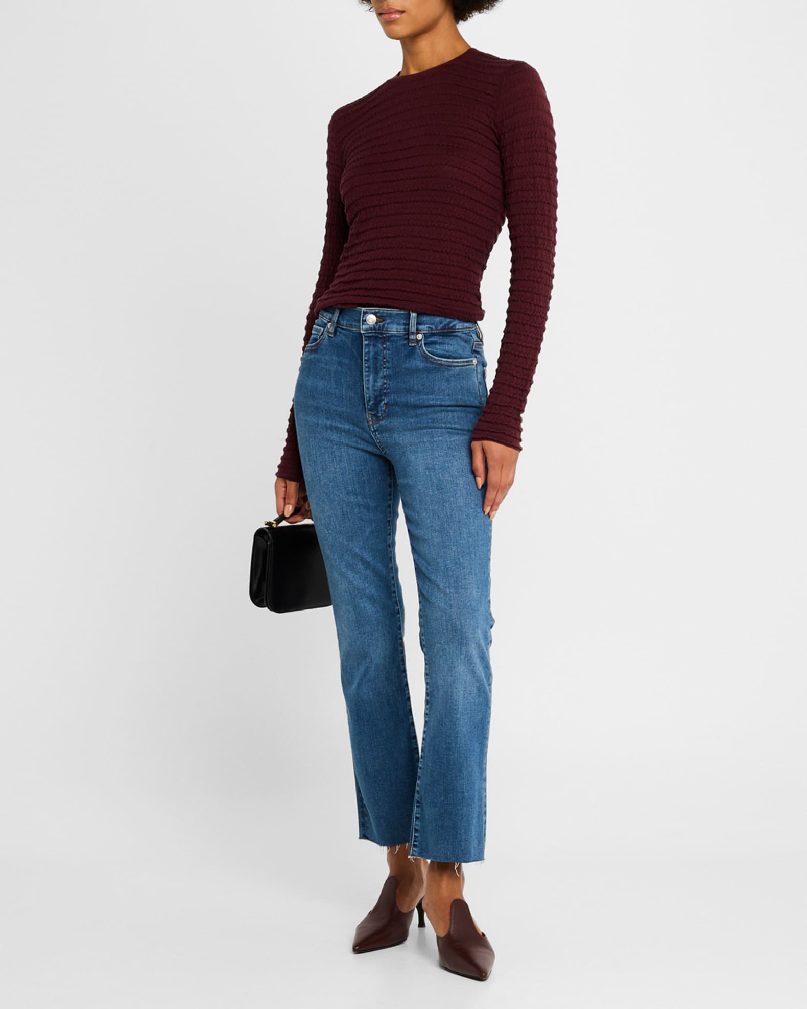 FRAME Le High Straight Raw Fray Jeans | Neiman Marcus