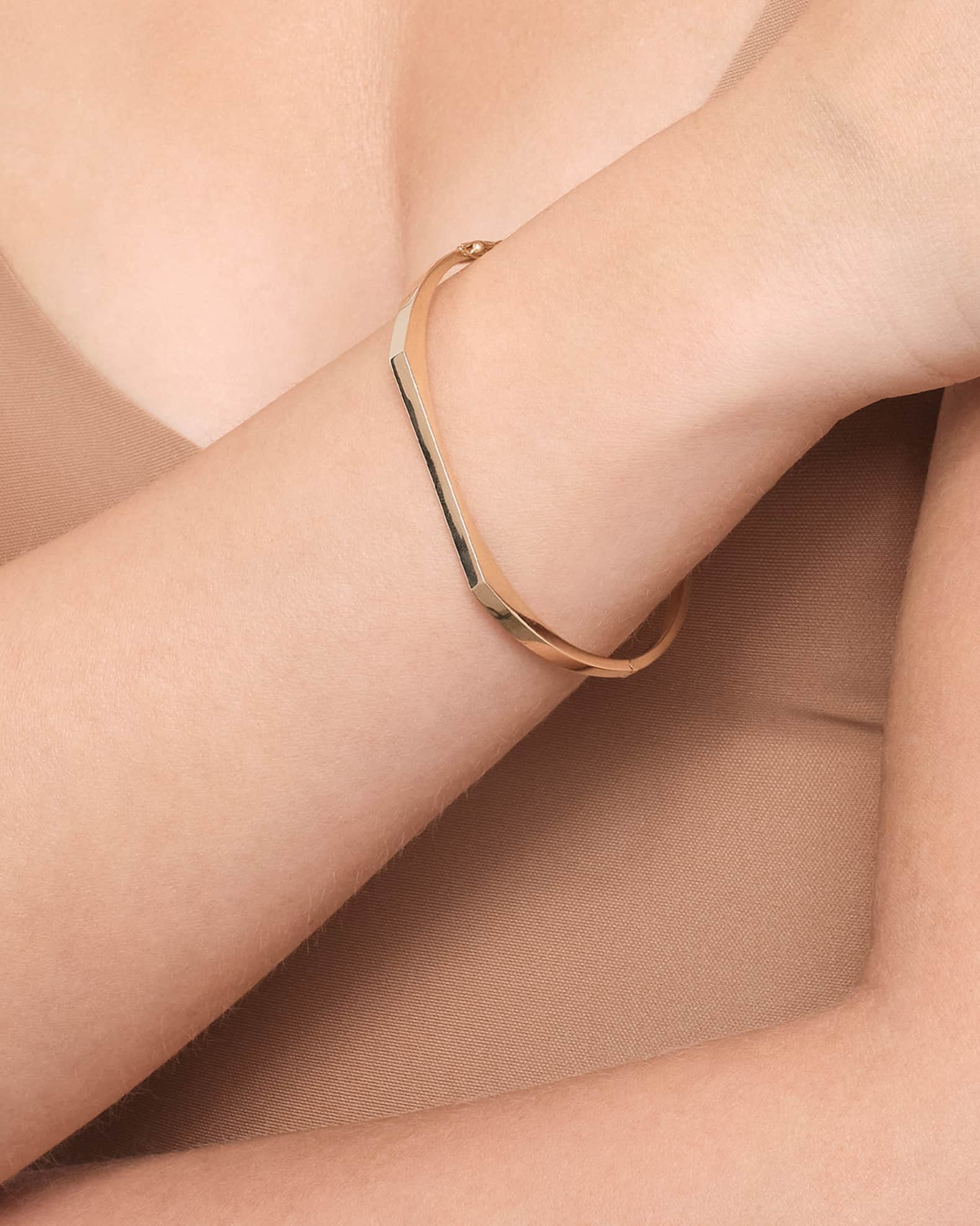 Geometric Single 14K Gold Bangle 1