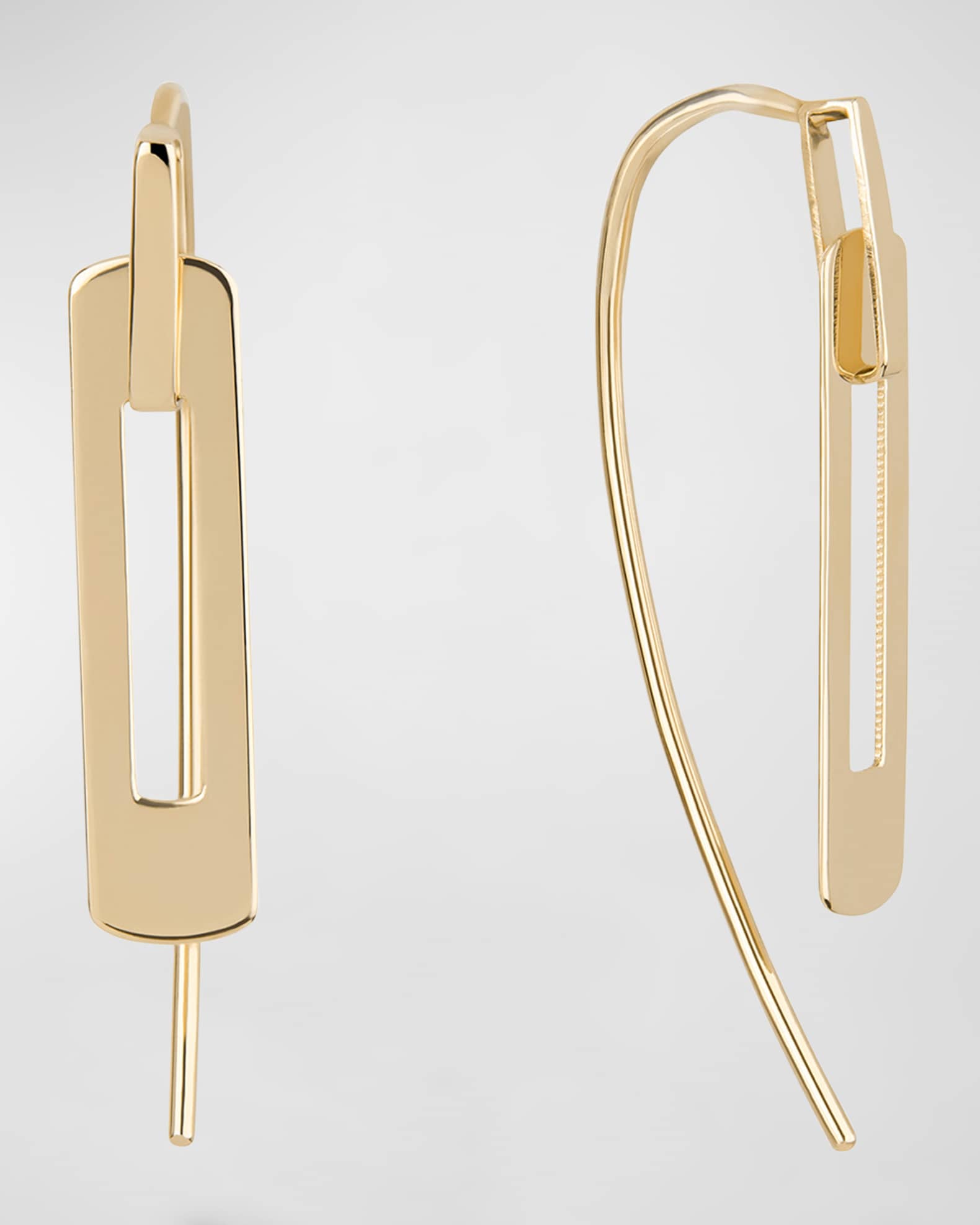 Laser Open Interlocking Rectangle Hooked on Hoop Earrings 0