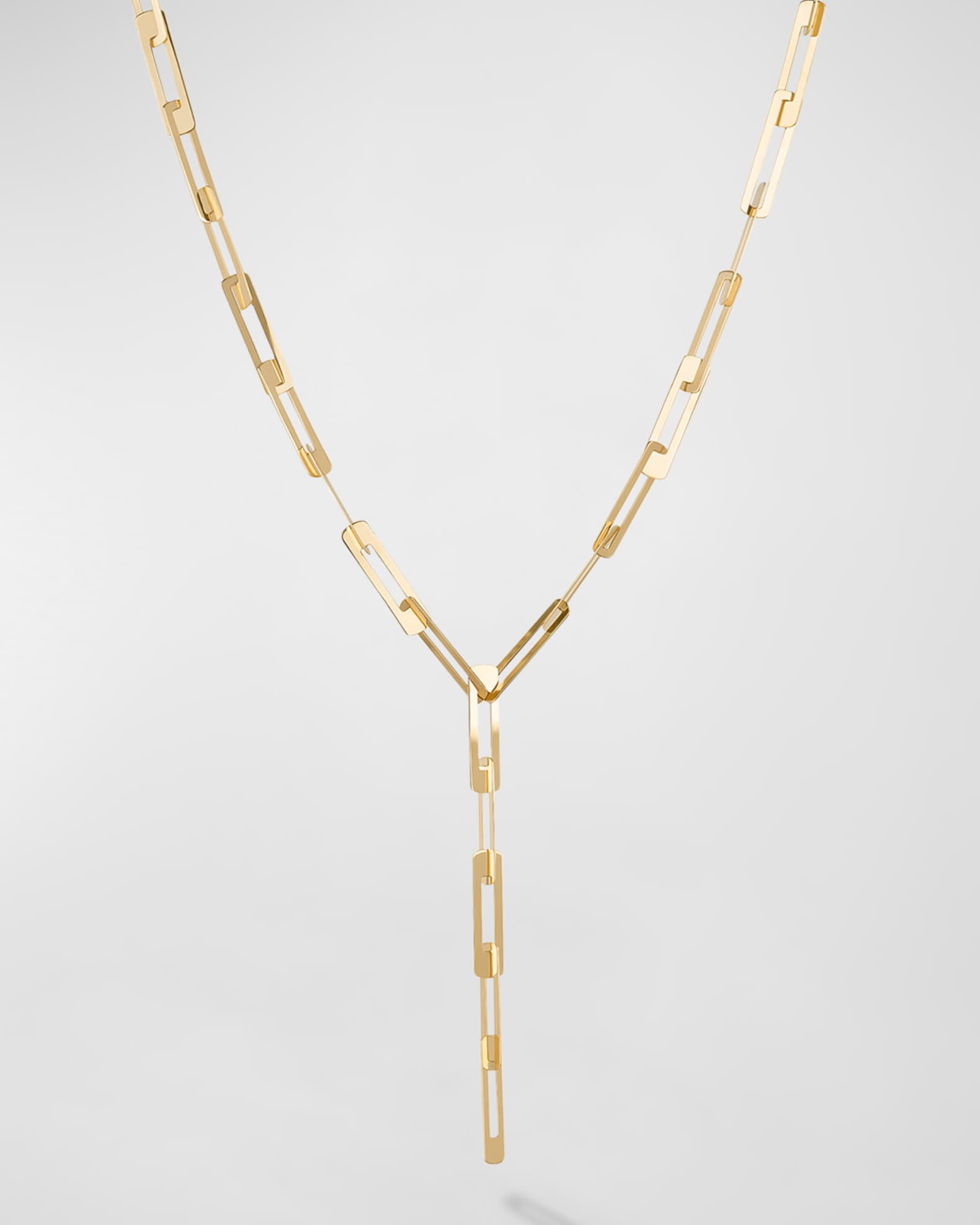 Laser Open Interlocking Rectangle Lariat Necklace 0
