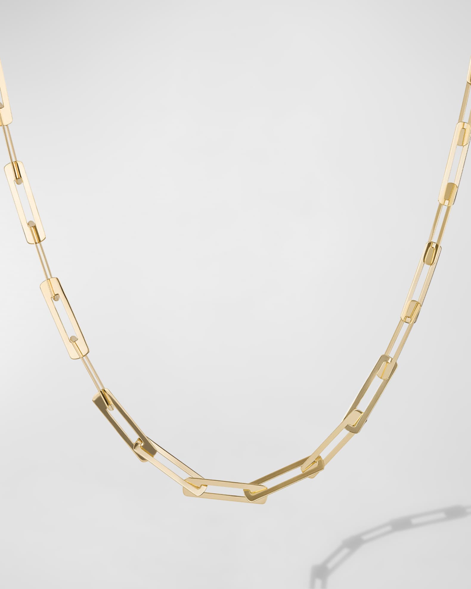 Laser Open Interlocking Rectangle Necklace, 30"L 0