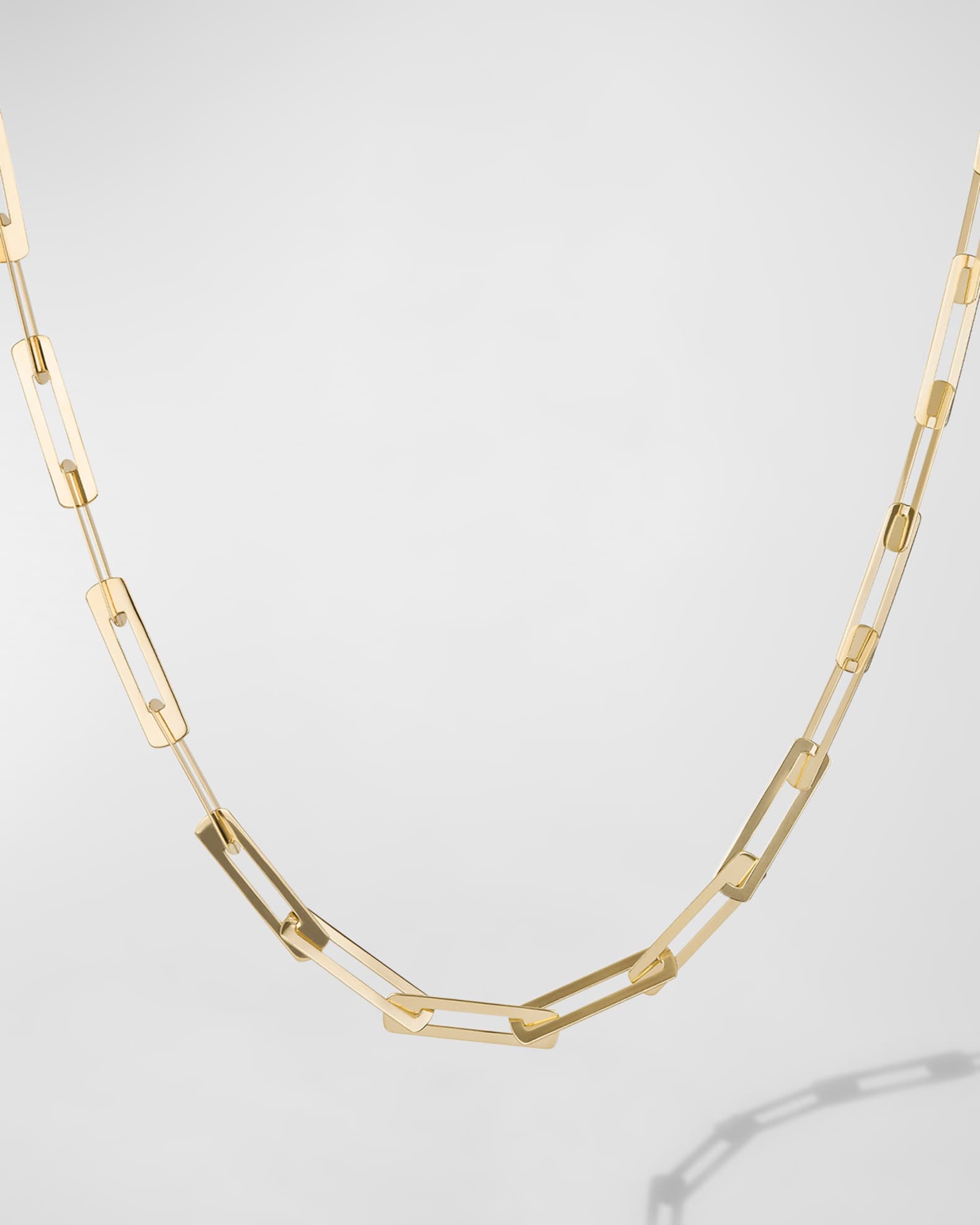 Laser Open Interlocking Rectangle Necklace, 18"L 0