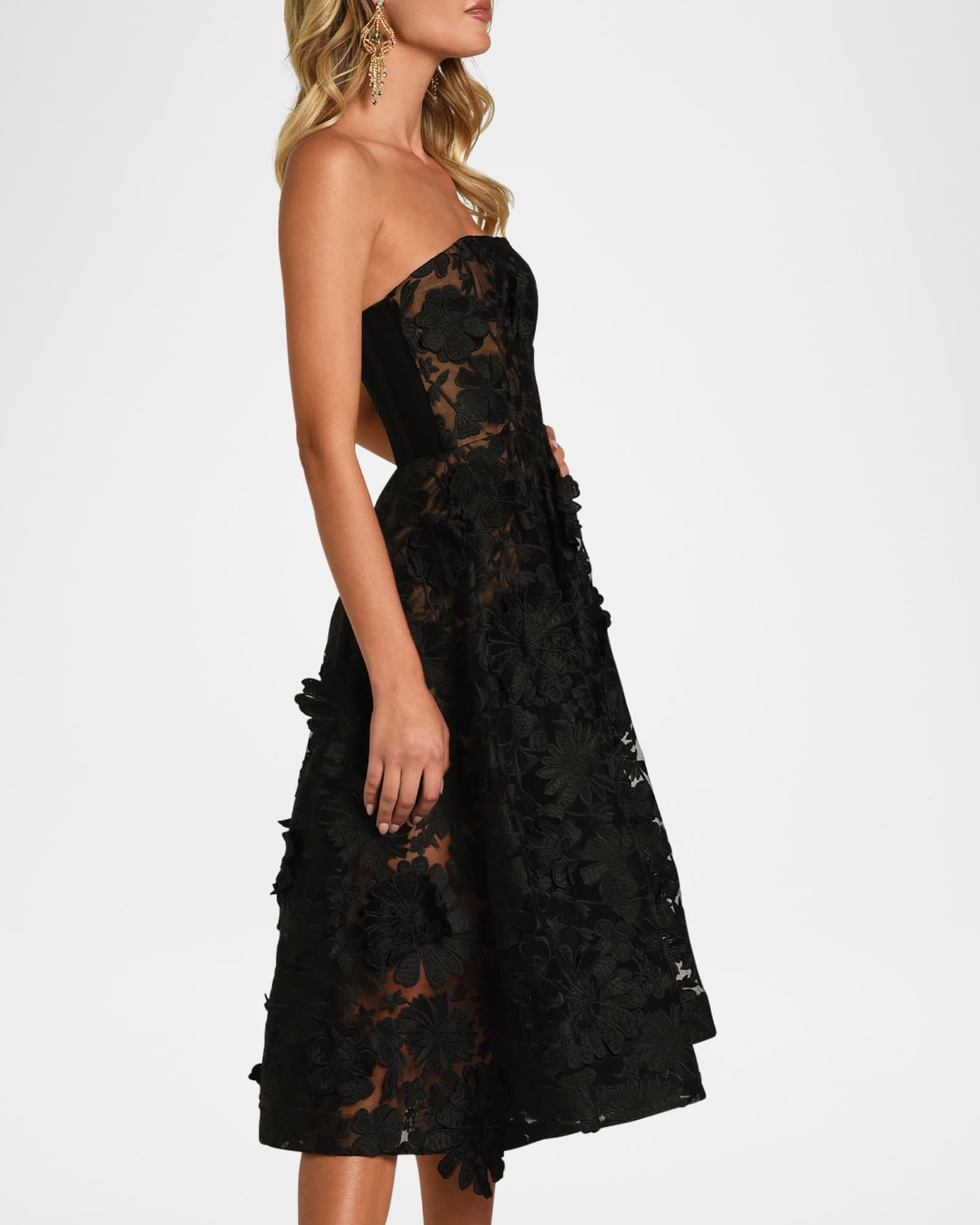 Florence Embroidered Strapless Midi Dress 1