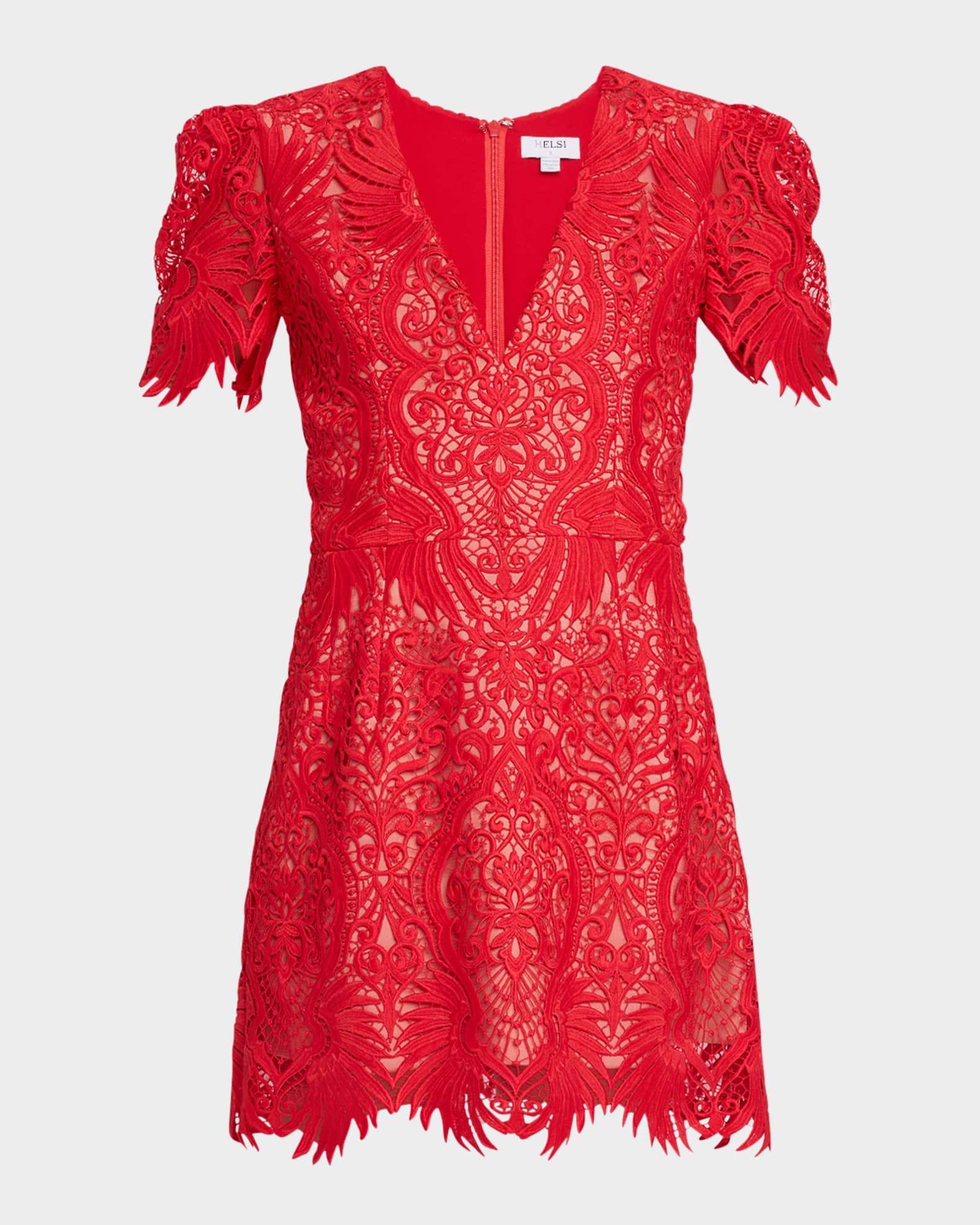 Ingrid Embroidered Puff-Sleeve Mini Dress 0