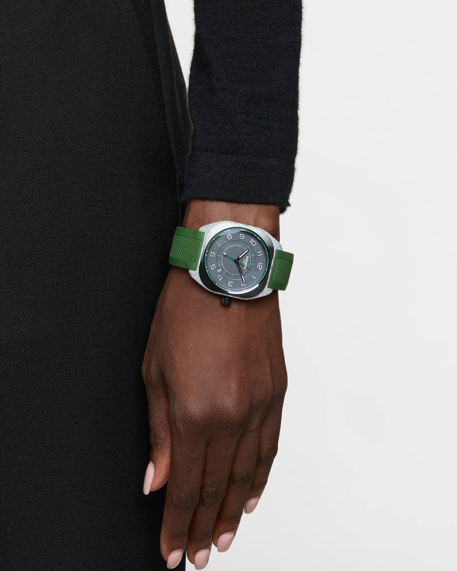 Hermès H08 Green Rubber Watch, 42 mm 1