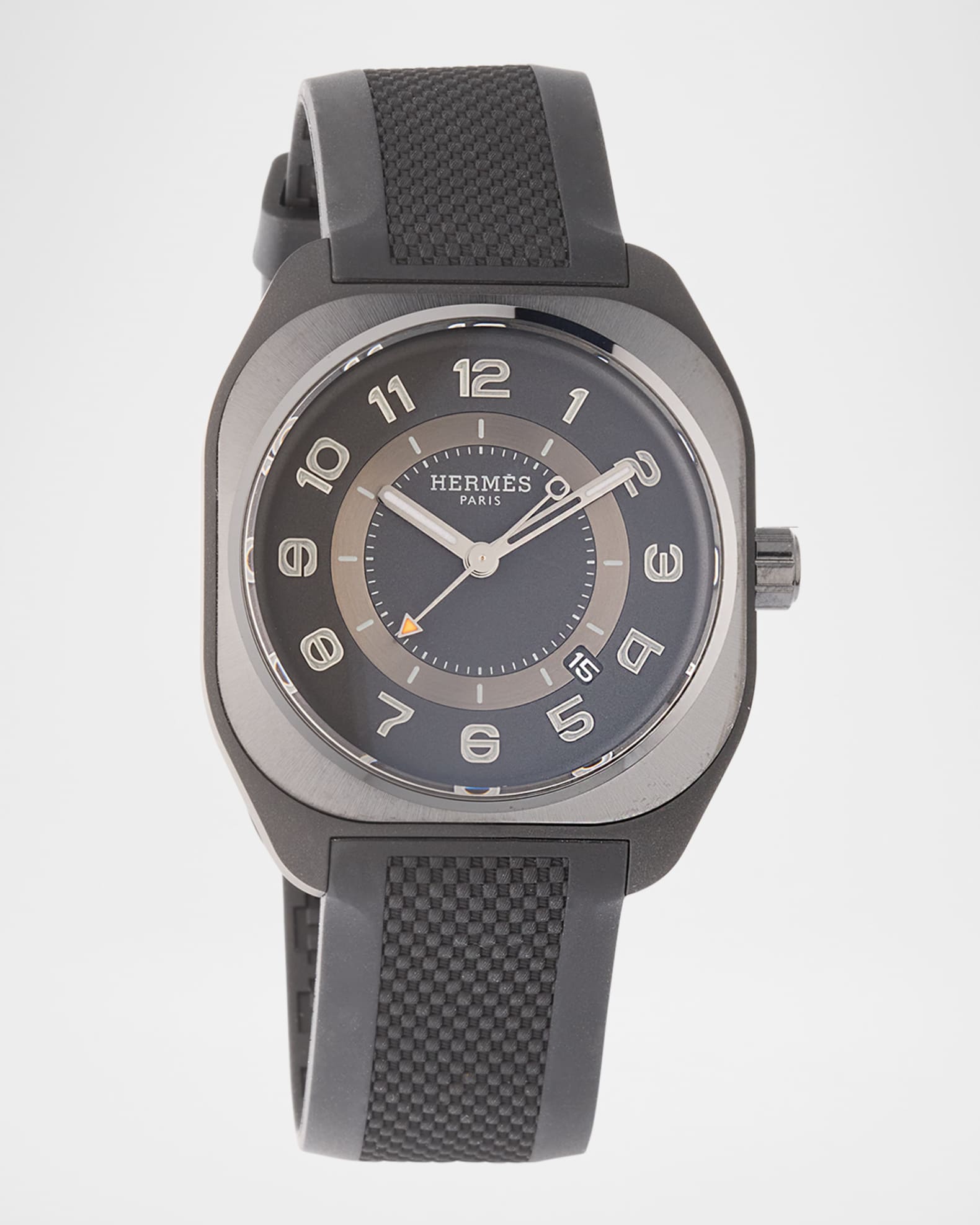HERMES アナログ時計 ブラックレザー Hermes Hermès H08 Black Rubber Watch, 42 mm | Neiman Marcus