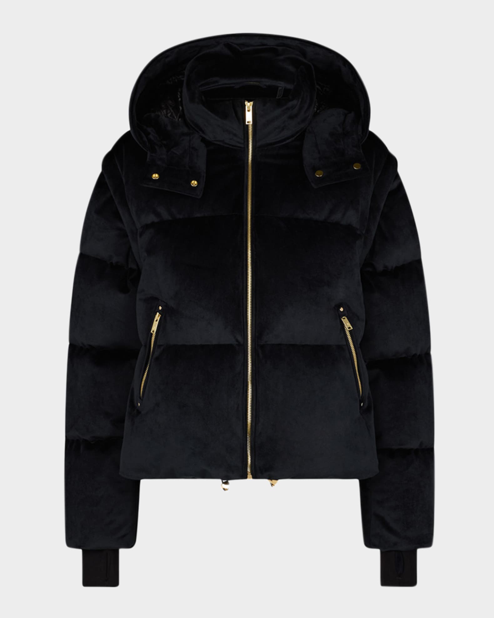 Moose Knuckles Misti Gold Velour Down Puffer Jacket Black