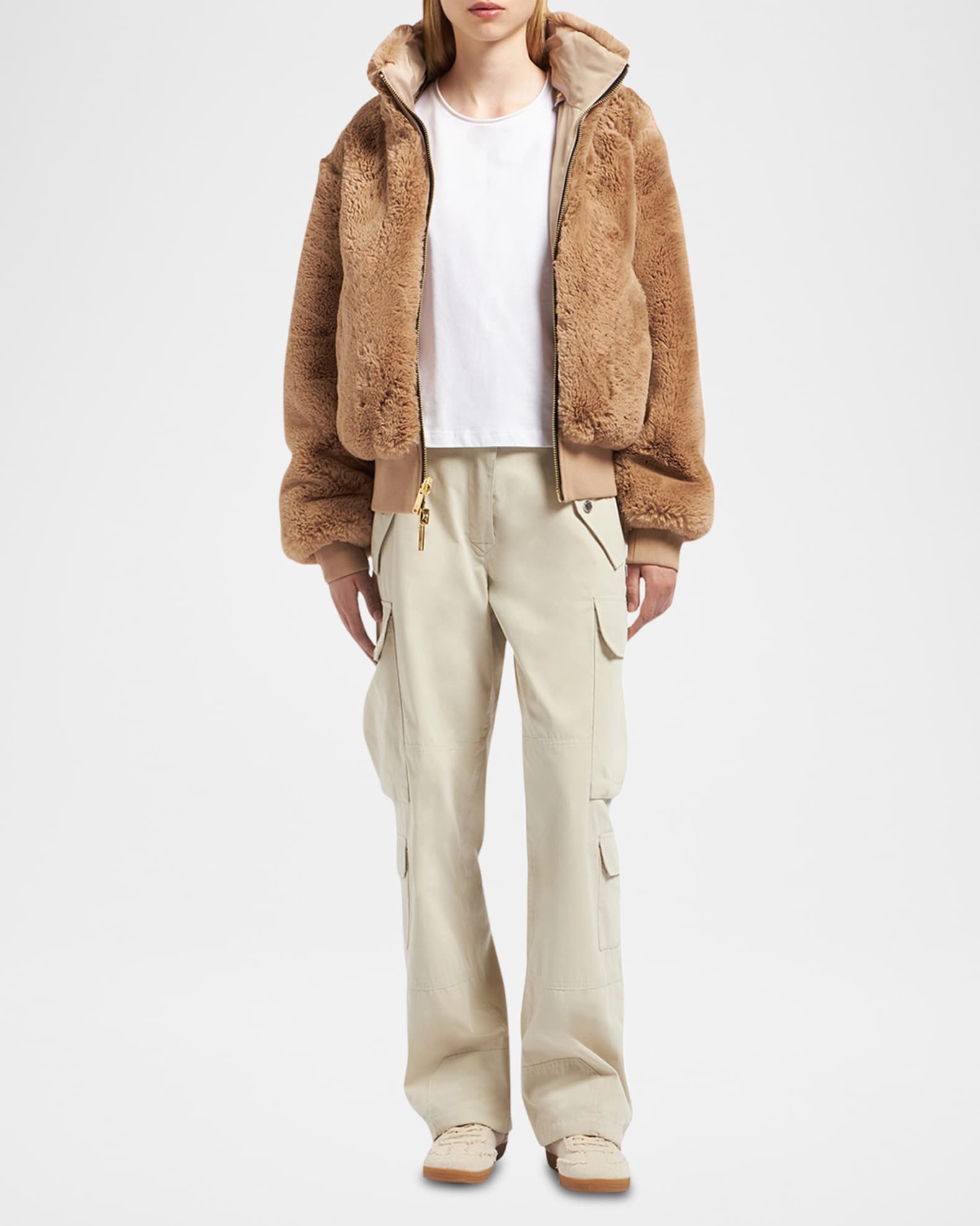 Moose Knuckles Debbie Reversible Bomber Jacket Champagne