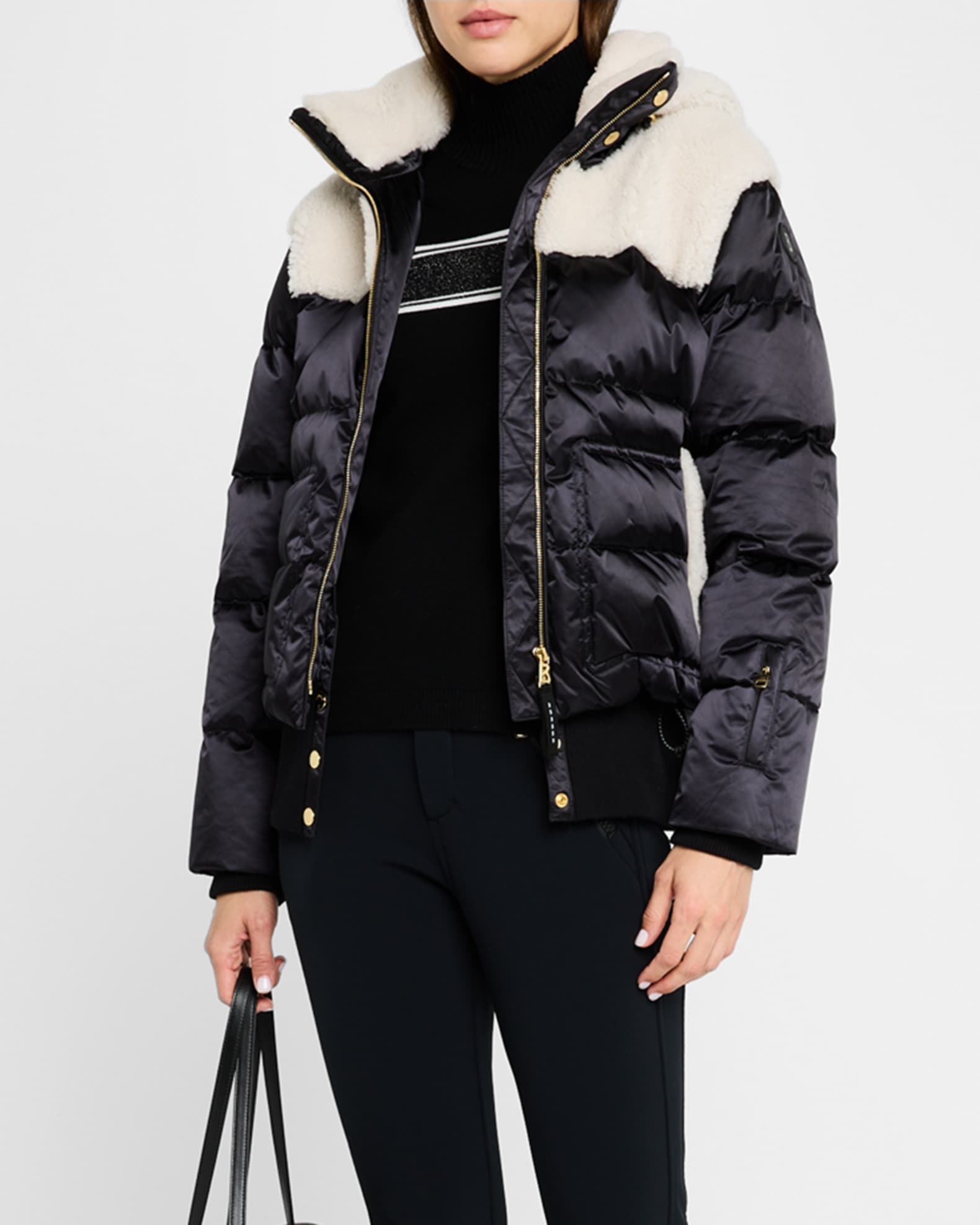 Dia Satin and Shearling Puffer Jacket 1
