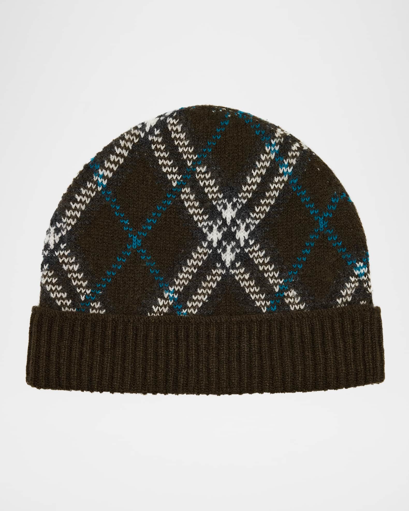 Burberry Men s Cashmere Check Beanie Hat Neiman Marcus
