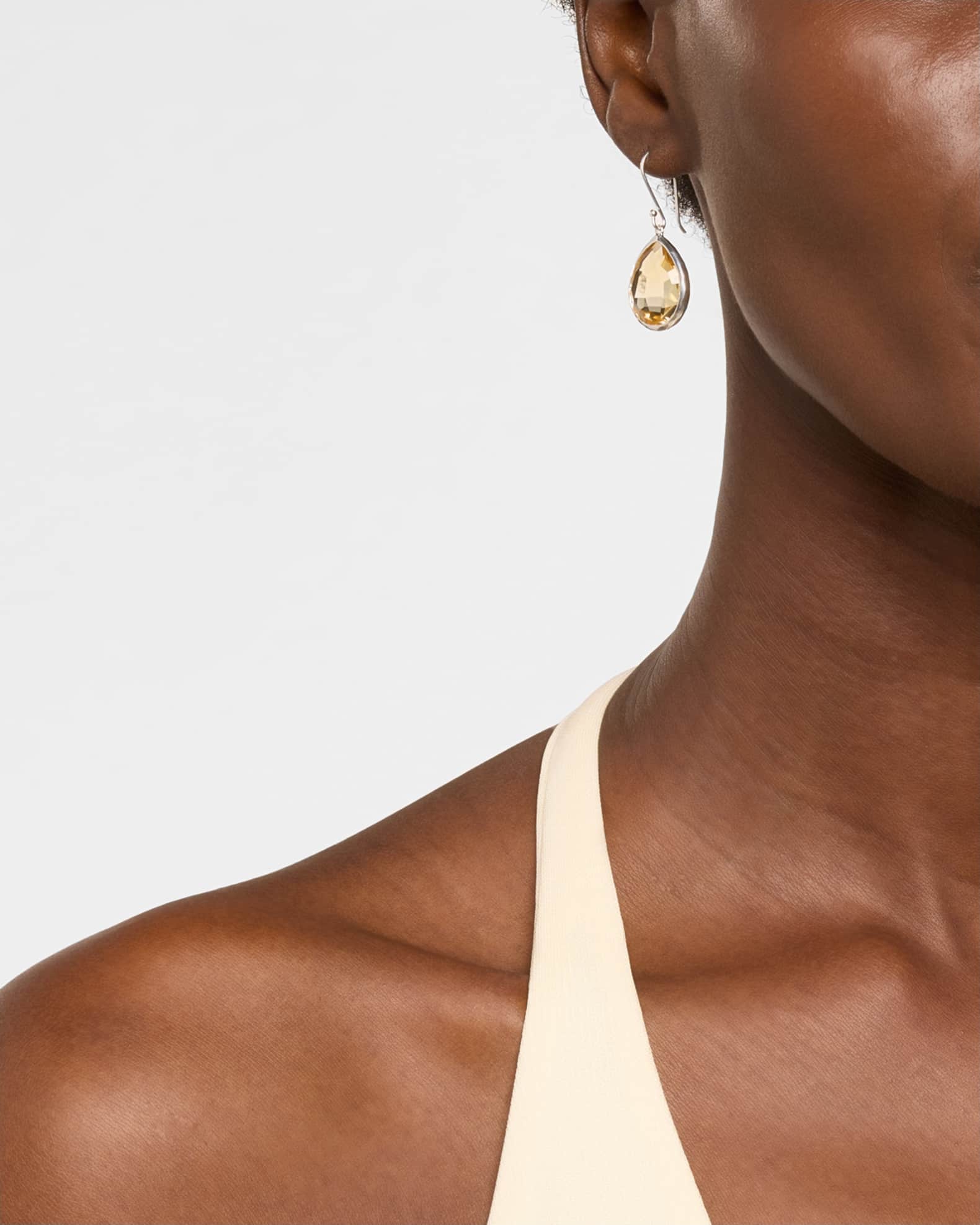 Rock Candy Honey Citrine Teardrop Earrings in Sterling Silver 1