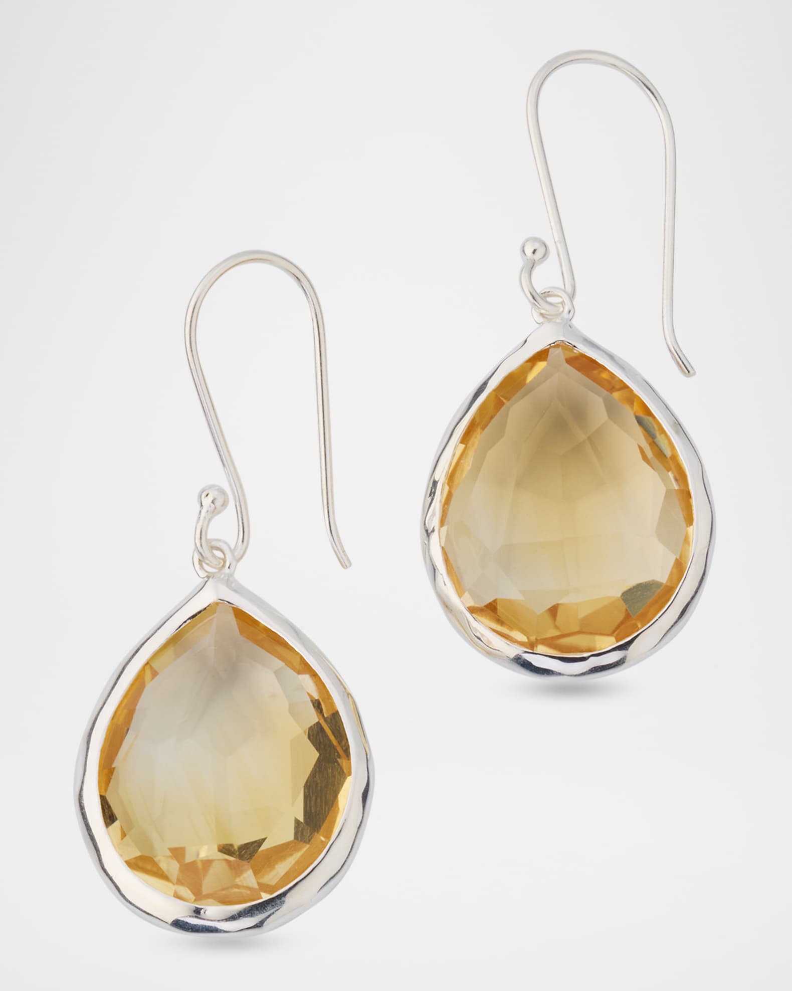 Rock Candy Honey Citrine Teardrop Earrings in Sterling Silver 0