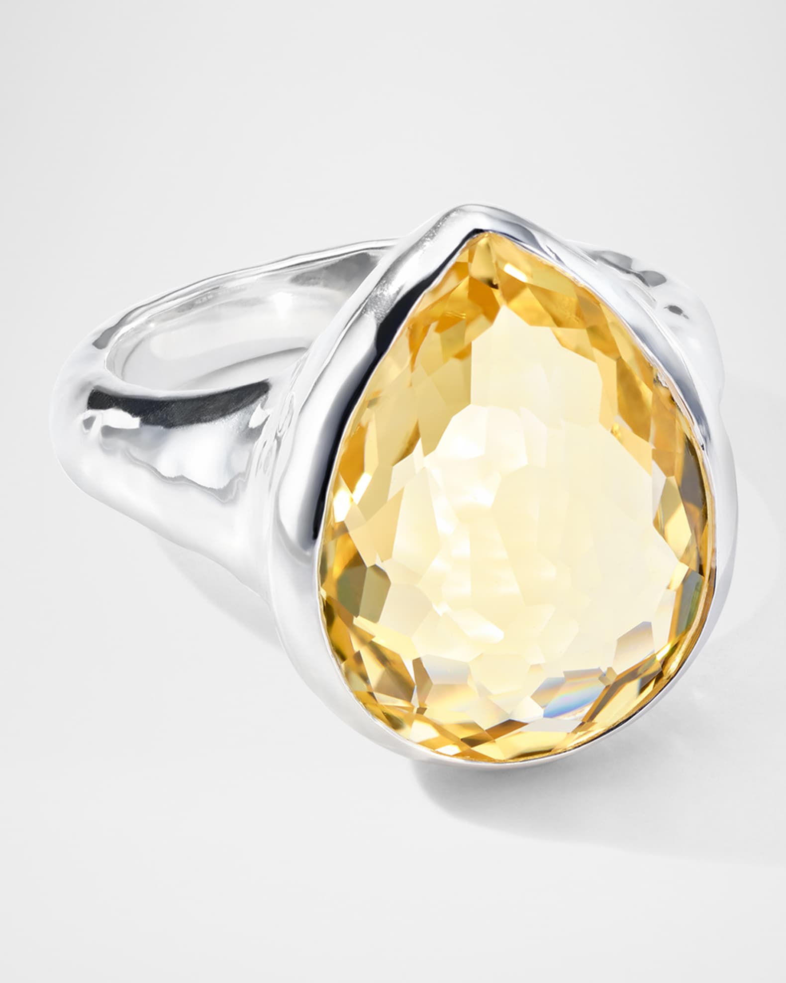 Rock Candy Medium Honey Citrine Teardrop Ring in Sterling Silver 0